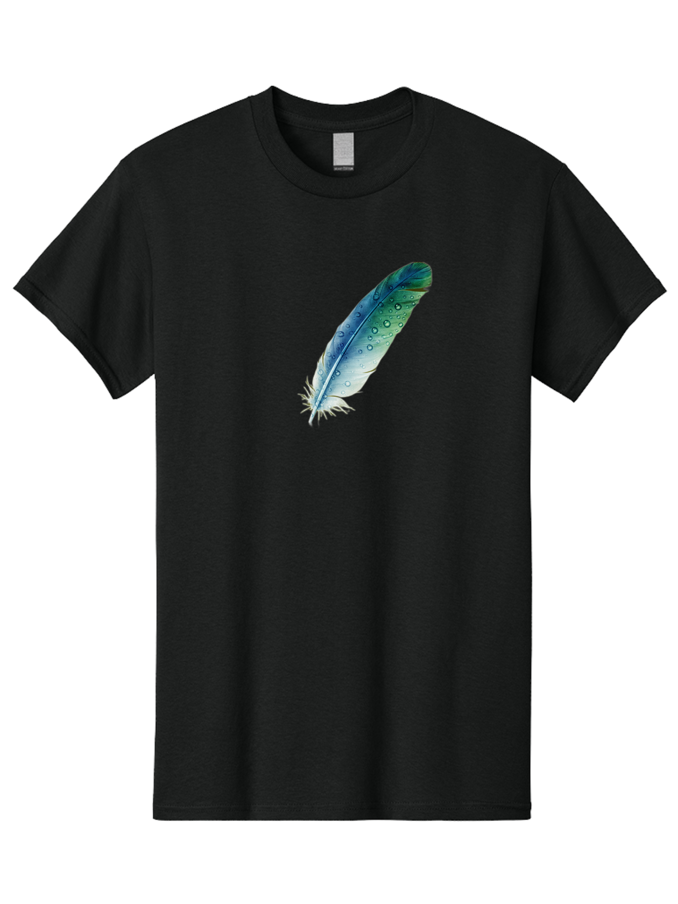 Blue-Feather-With-Water-Droplets Men'S Graphic Tee, 100% Cotton, Comfortable Casual Summer Wear, Machine Washable, Vintage Camera, Old Camera, Antique Camera, Black Camera, Classic Photography, Photography Equipment, Nostalgic Device, Bai598