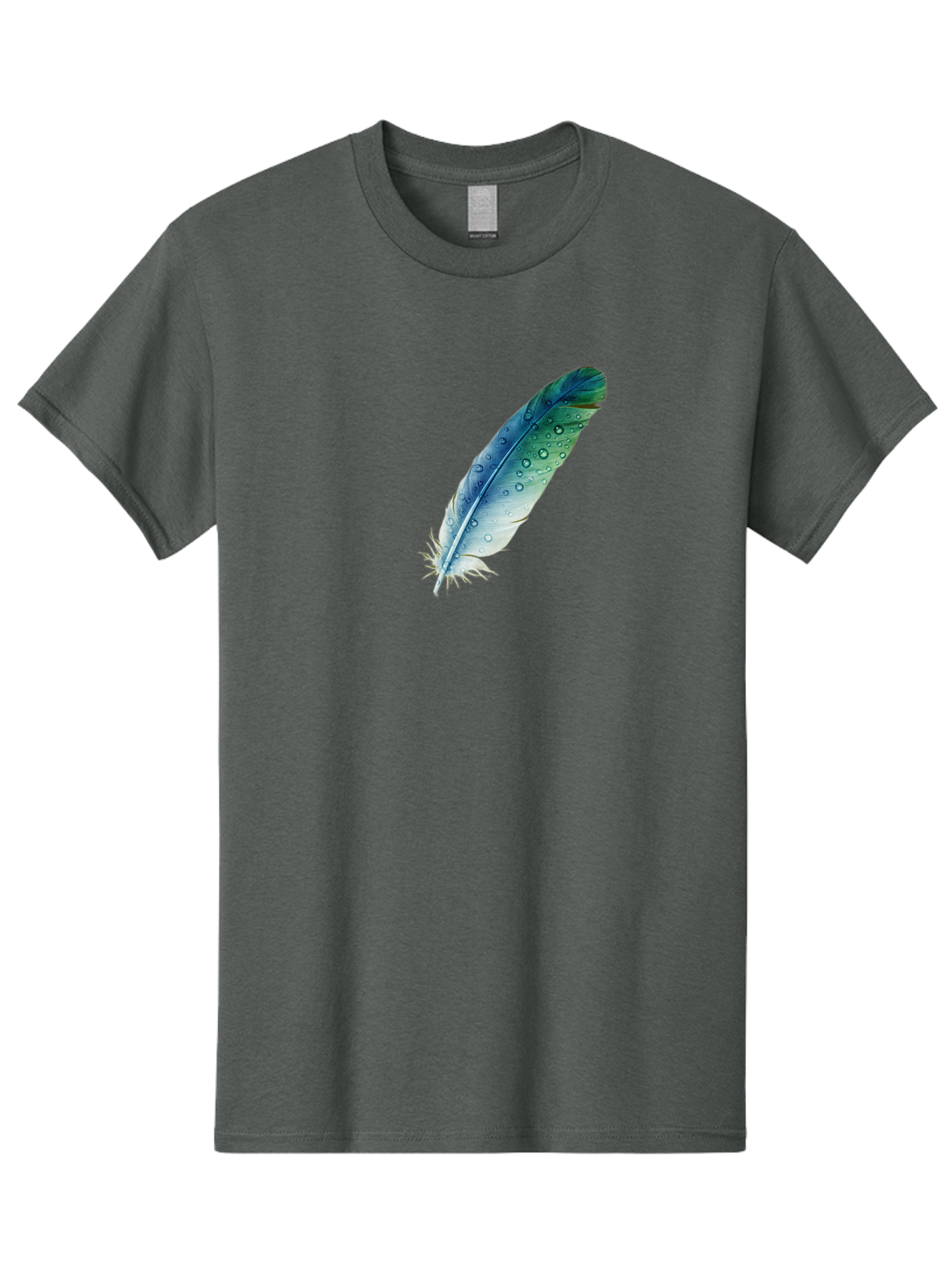 Blue-Feather-With-Water-Droplets Men'S Graphic Tee, 100% Cotton, Comfortable Casual Summer Wear, Machine Washable, Vintage Camera, Old Camera, Antique Camera, Black Camera, Classic Photography, Photography Equipment, Nostalgic Device, Bai598