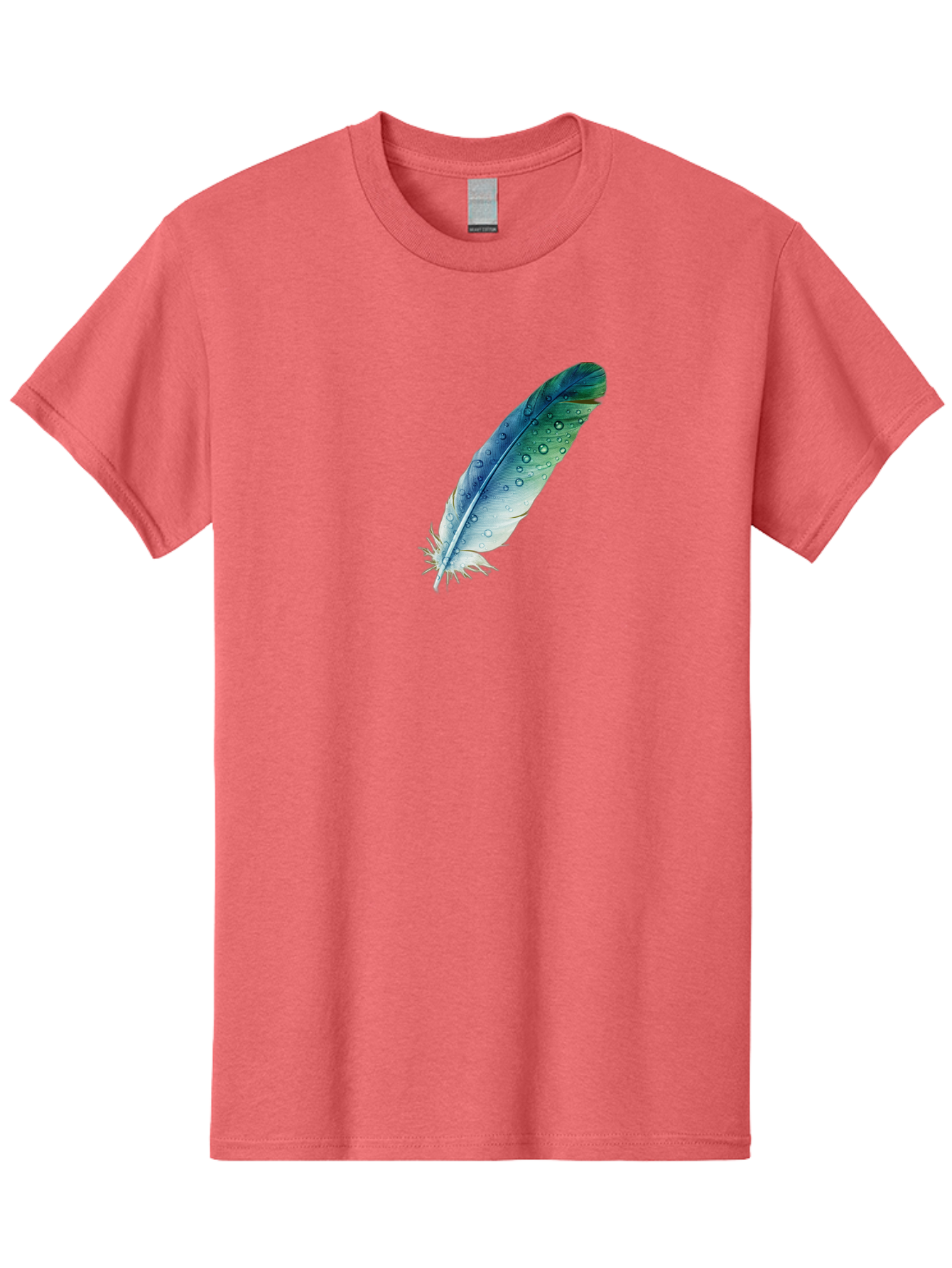 Blue-Feather-With-Water-Droplets Men'S Graphic Tee, 100% Cotton, Comfortable Casual Summer Wear, Machine Washable, Vintage Camera, Old Camera, Antique Camera, Black Camera, Classic Photography, Photography Equipment, Nostalgic Device, Bai598