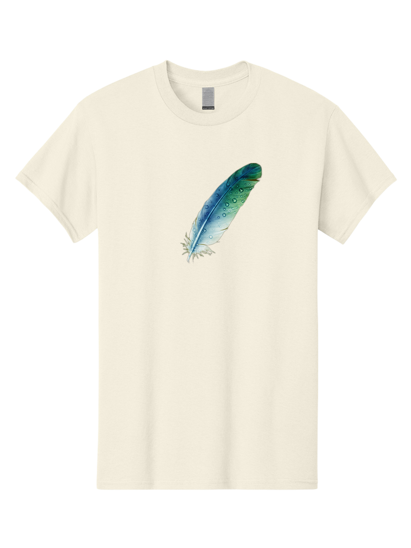 Blue-Feather-With-Water-Droplets Men'S Graphic Tee, 100% Cotton, Comfortable Casual Summer Wear, Machine Washable, Vintage Camera, Old Camera, Antique Camera, Black Camera, Classic Photography, Photography Equipment, Nostalgic Device, Bai598