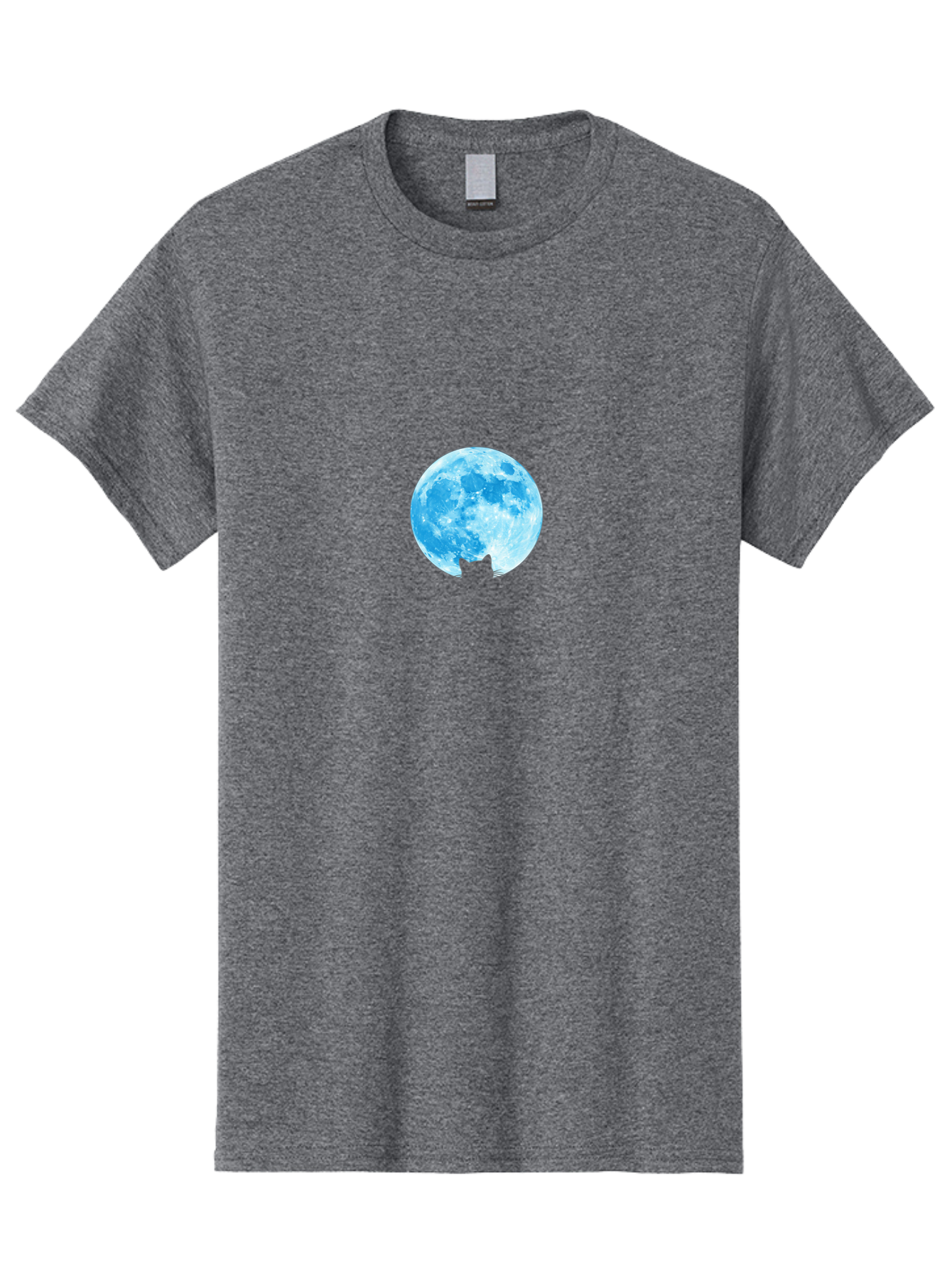 Blue-Moon-With-Cat-Silhouette Men'S Graphic Tee, 100% Cotton, Comfortable Casual Summer Wear, Machine Washable, Vintage Camera, Old Camera, Antique Camera, Black Camera, Classic Photography, Photography Equipment, Nostalgic Device, Bai599