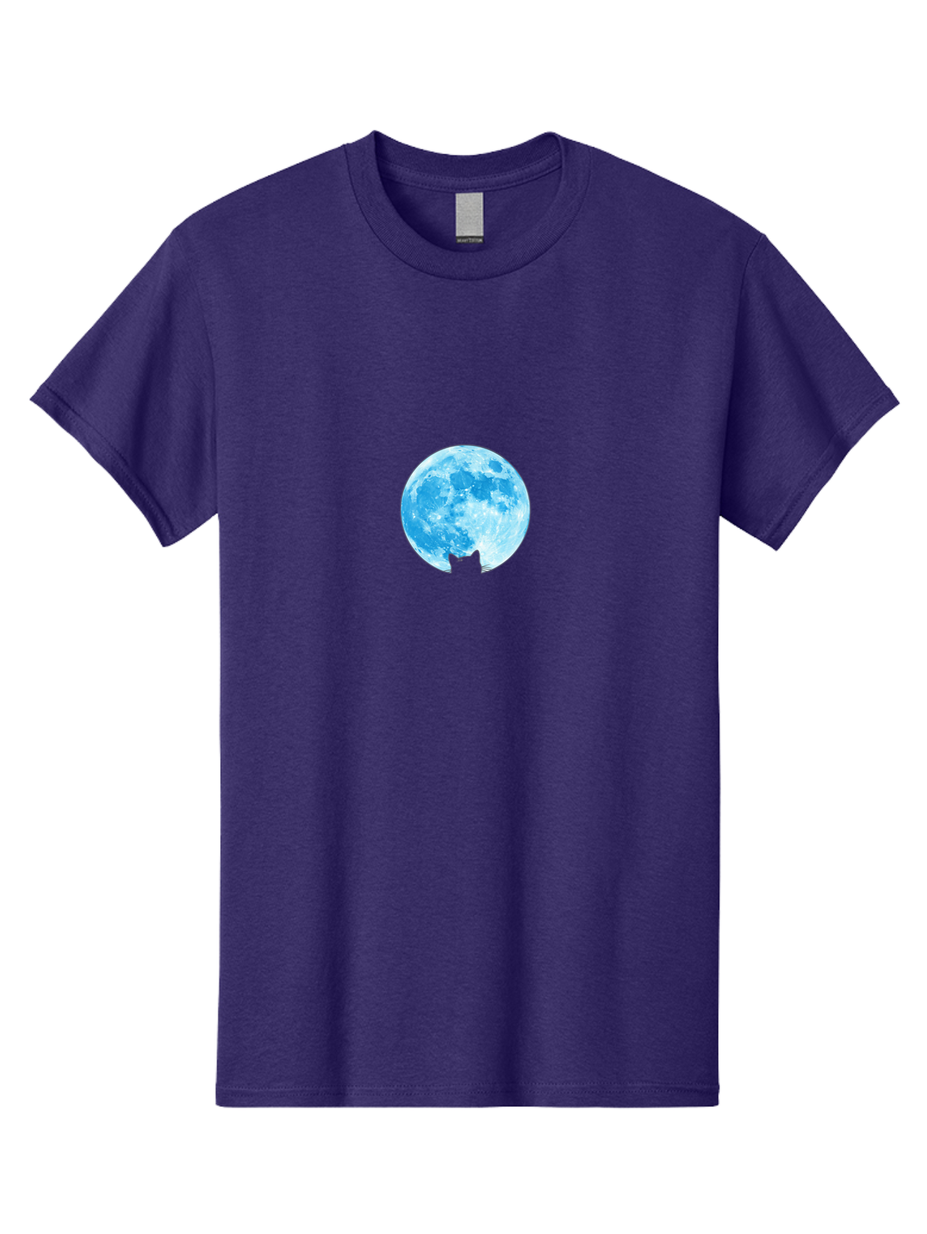 Blue-Moon-With-Cat-Silhouette Men'S Graphic Tee, 100% Cotton, Comfortable Casual Summer Wear, Machine Washable, Vintage Camera, Old Camera, Antique Camera, Black Camera, Classic Photography, Photography Equipment, Nostalgic Device, Bai599