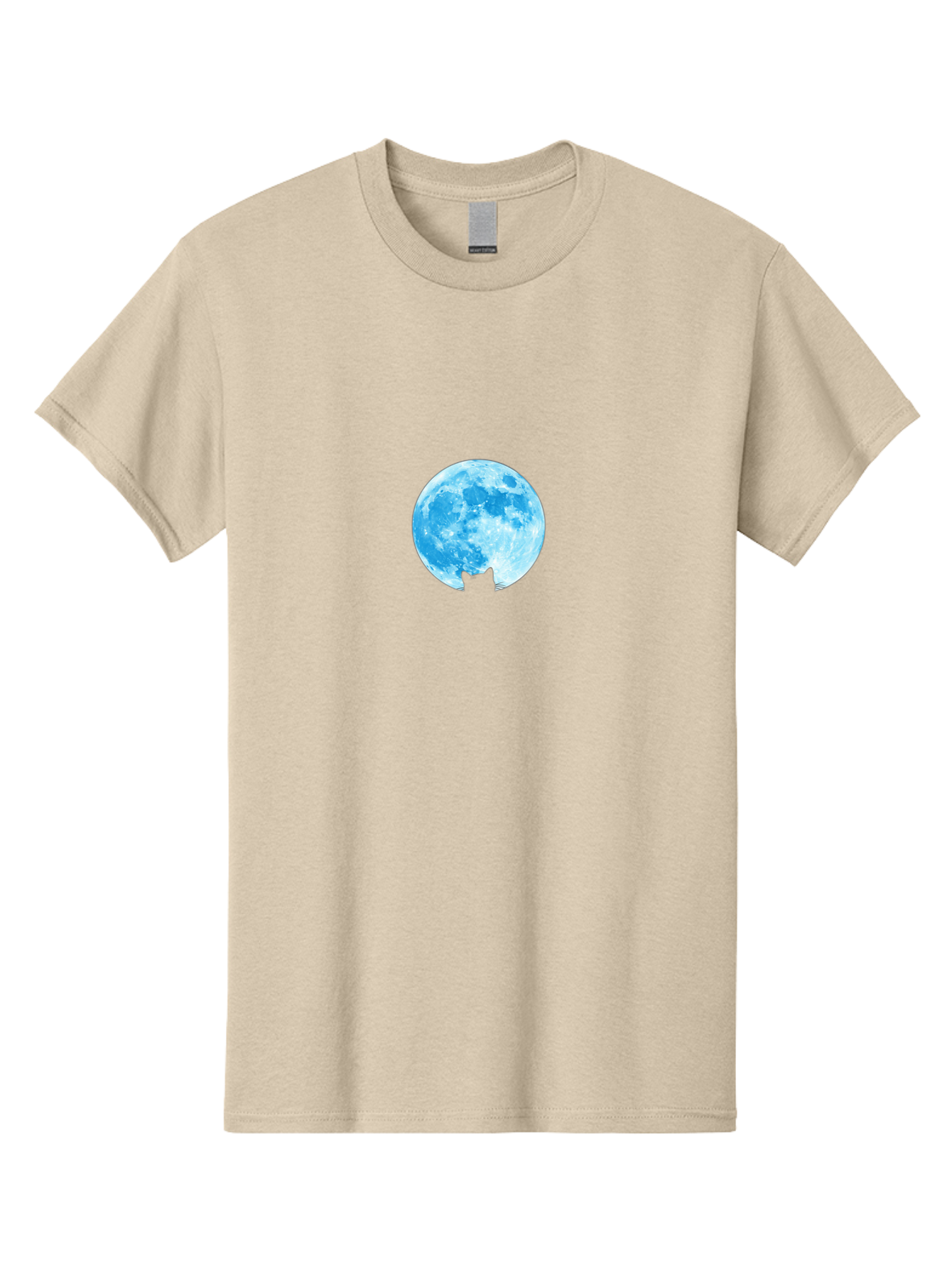 Blue-Moon-With-Cat-Silhouette Men'S Graphic Tee, 100% Cotton, Comfortable Casual Summer Wear, Machine Washable, Vintage Camera, Old Camera, Antique Camera, Black Camera, Classic Photography, Photography Equipment, Nostalgic Device, Bai599