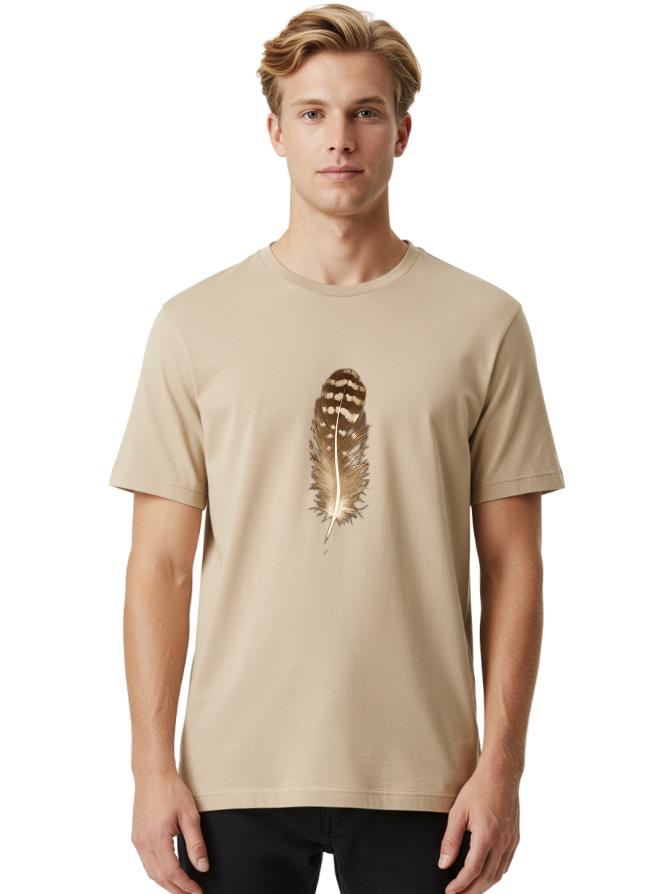 Brown-Feather Men'S Graphic Tee, 100% Cotton, Comfortable Casual Summer Wear, Machine Washable, Vintage Camera, Old Camera, Antique Camera, Black Camera, Classic Photography, Photography Equipment, Nostalgic Device, Film Camera, Camera Art Bai605