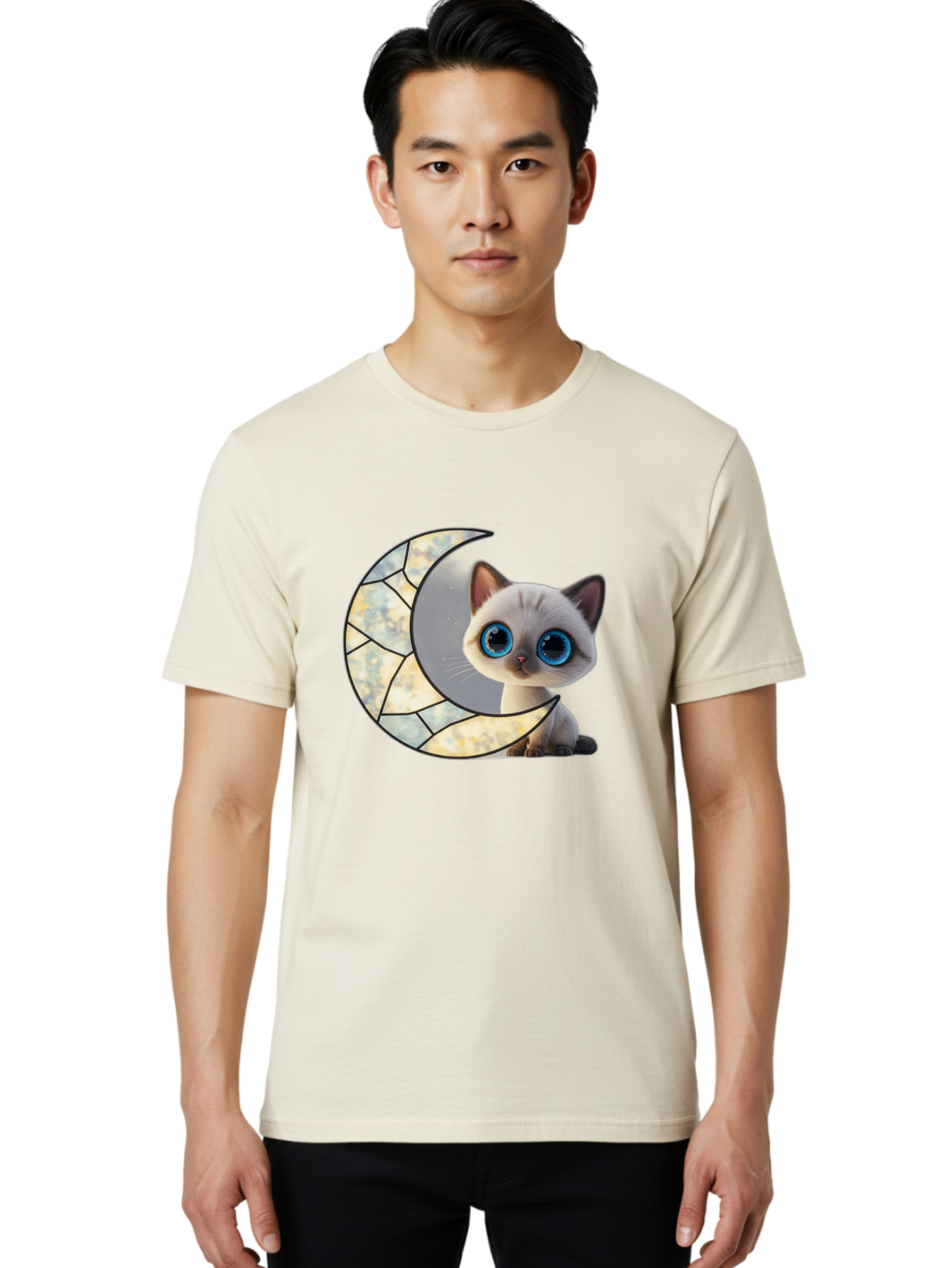 Cat-And-Crescent-Moon-1 Men'S Graphic Tee, 100% Cotton, Comfortable Casual Summer Wear, Machine Washable, Vintage Camera, Old Camera, Antique Camera, Black Camera, Classic Photography, Photography Equipment, Nostalgic Device, Film Camera, Bai619
