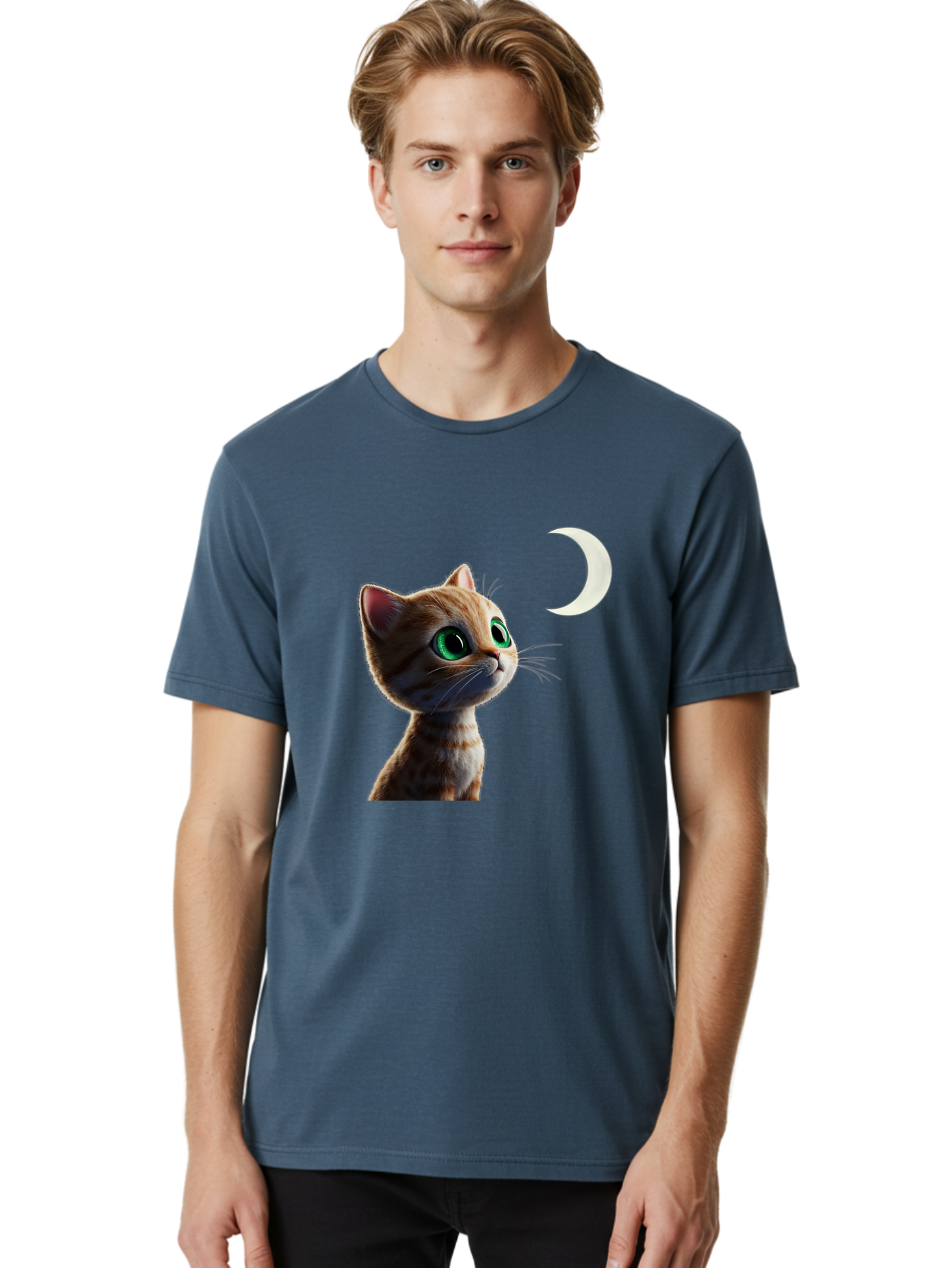 Cat-Gazing-At-Crescent-Moon Men'S Graphic Tee, 100% Cotton, Comfortable Casual Summer Wear, Machine Washable, Vintage Camera, Old Camera, Antique Camera, Black Camera, Classic Photography, Photography Equipment, Nostalgic Device, Film Camera, Bai628