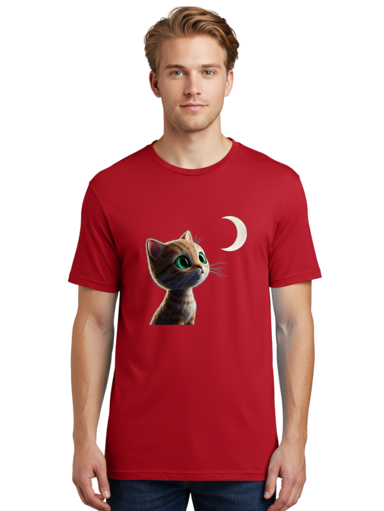 Cat-Gazing-At-Crescent-Moon Men'S Graphic Tee, 100% Cotton, Comfortable Casual Summer Wear, Machine Washable, Vintage Camera, Old Camera, Antique Camera, Black Camera, Classic Photography, Photography Equipment, Nostalgic Device, Film Camera, Bai628