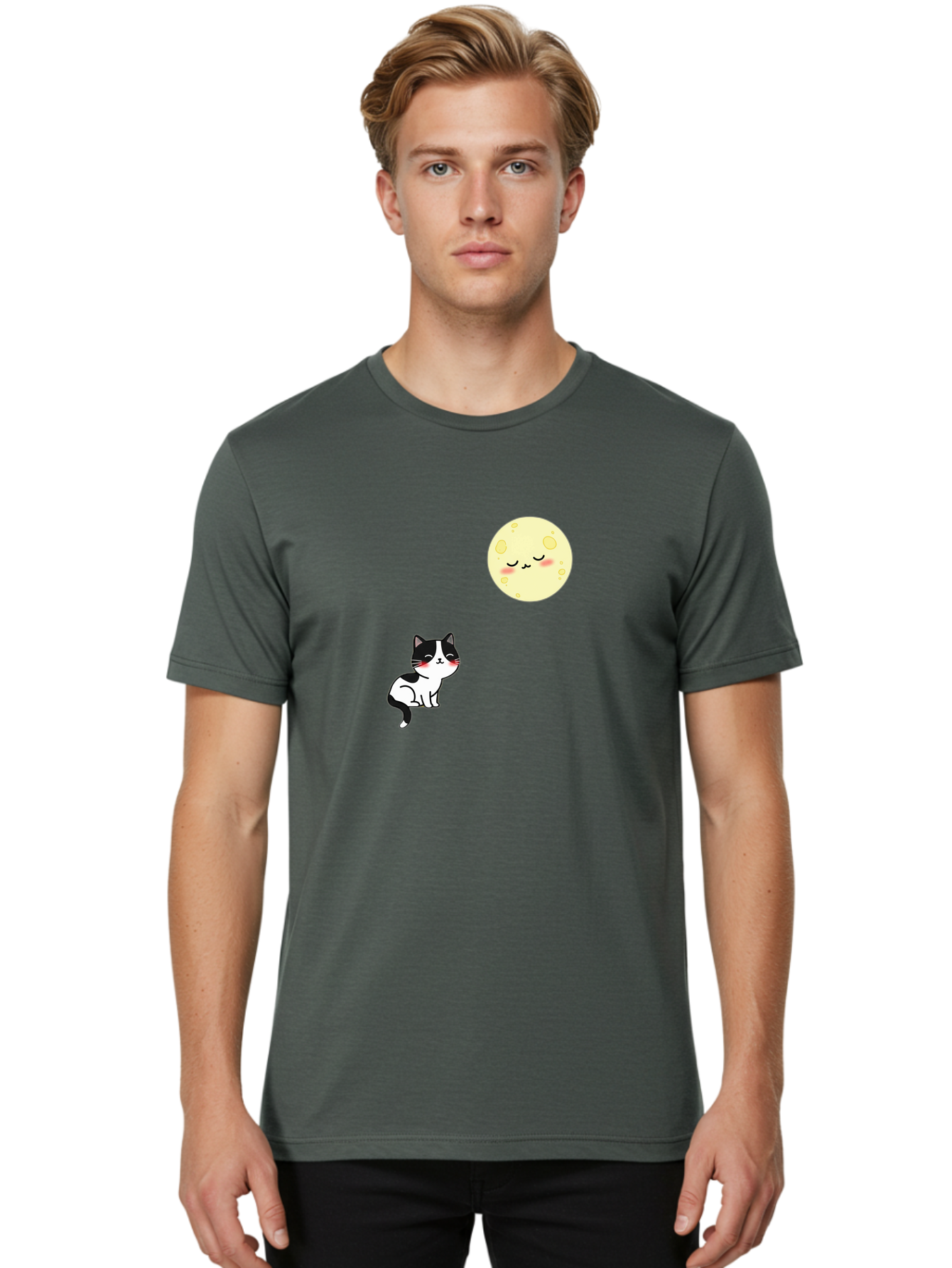 Cat-Gazing-At-Moon Men'S Graphic Tee, 100% Cotton, Comfortable Casual Summer Wear, Machine Washable, Vintage Camera, Old Camera, Antique Camera, Black Camera, Classic Photography, Photography Equipment, Nostalgic Device, Film Camera, Bai630