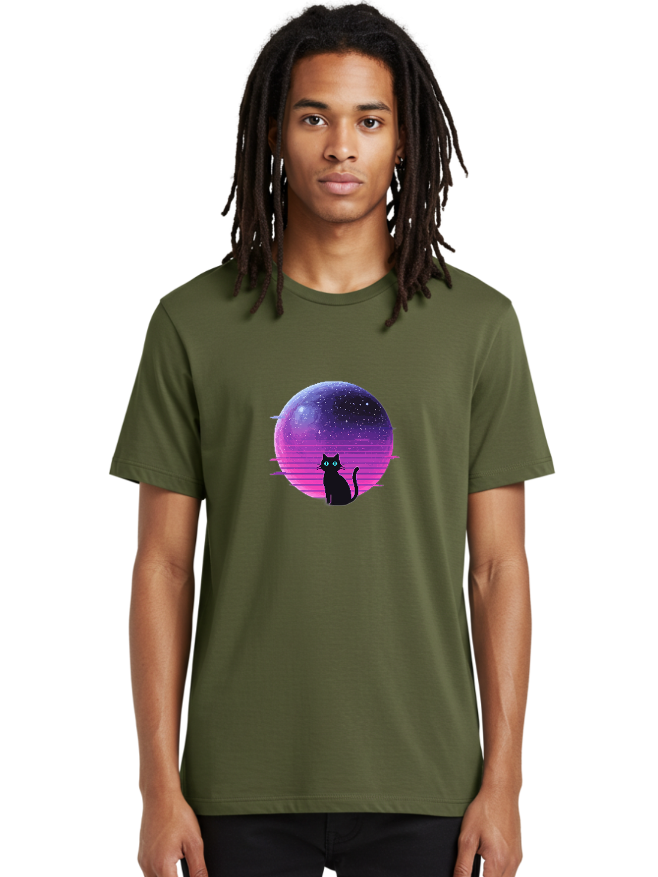 Cat-In-Retro-Sunset Men'S Graphic Tee, 100% Cotton, Comfortable Casual Summer Wear, Machine Washable, Vintage Camera, Old Camera, Antique Camera, Black Camera, Classic Photography, Photography Equipment, Nostalgic Device, Film Camera, Bai631