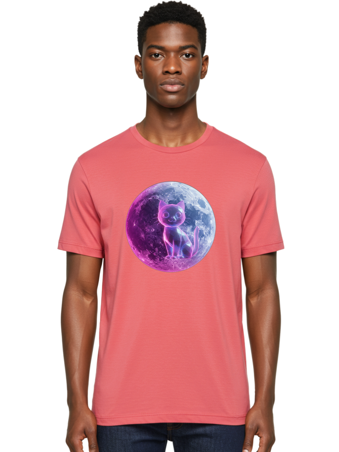 Cat-On-The-Moon-1 Men'S Graphic Tee, 100% Cotton, Comfortable Casual Summer Wear, Machine Washable, Vintage Camera, Old Camera, Antique Camera, Black Camera, Classic Photography, Photography Equipment, Nostalgic Device, Film Camera, Camera Art Bai638