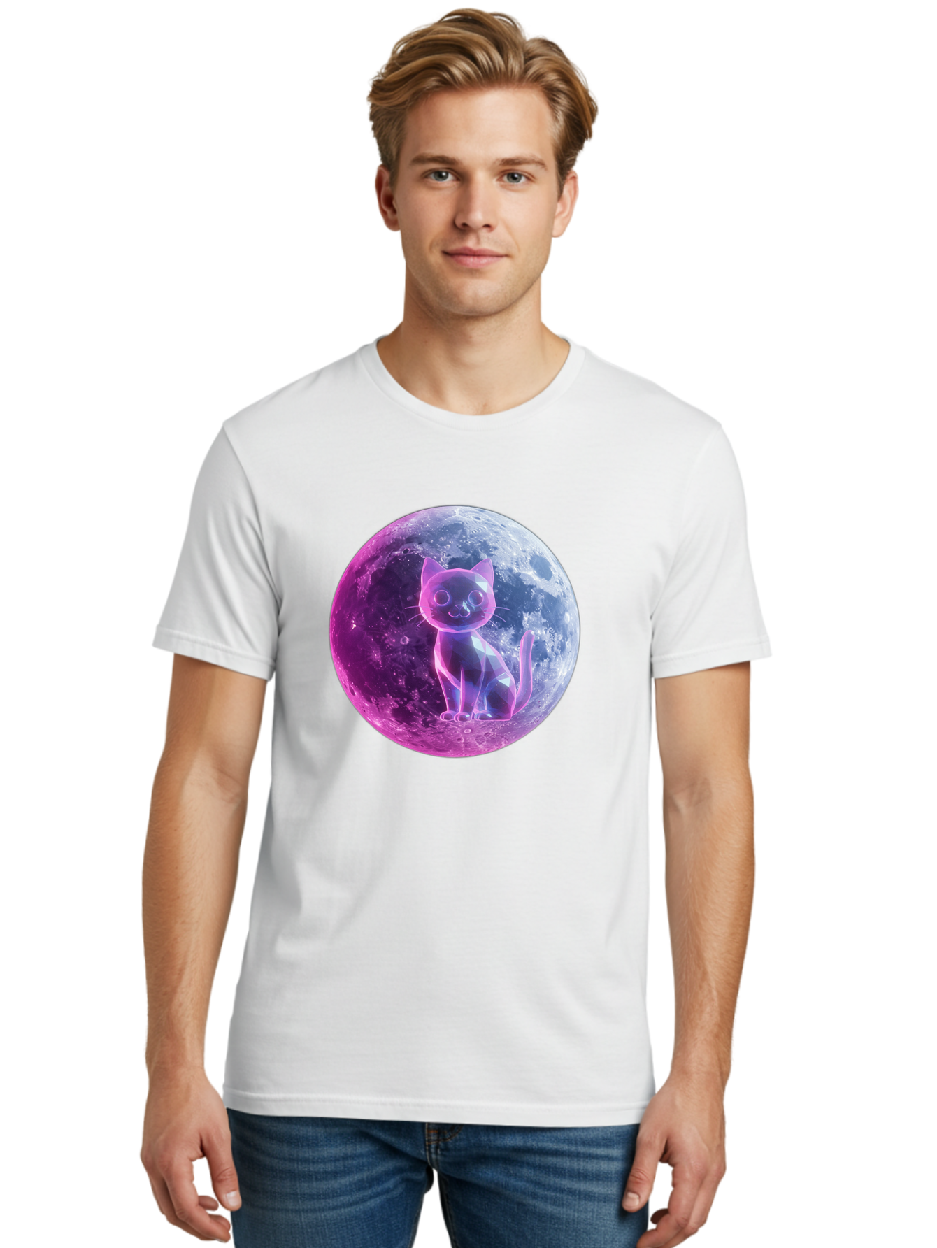 Cat-On-The-Moon-1 Men'S Graphic Tee, 100% Cotton, Comfortable Casual Summer Wear, Machine Washable, Vintage Camera, Old Camera, Antique Camera, Black Camera, Classic Photography, Photography Equipment, Nostalgic Device, Film Camera, Camera Art Bai638