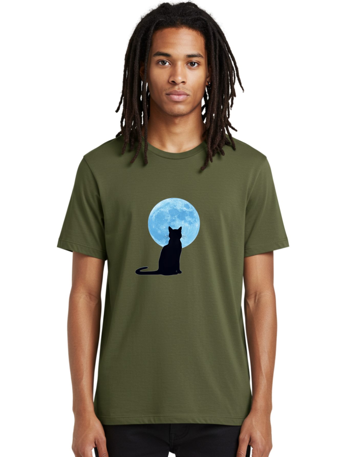 Cat-Silhouette-Full-Moon Men'S Graphic Tee, 100% Cotton, Comfortable Casual Summer Wear, Machine Washable, Vintage Camera, Old Camera, Antique Camera, Black Camera, Classic Photography, Photography Equipment, Nostalgic Device, Film Camera, Bai640