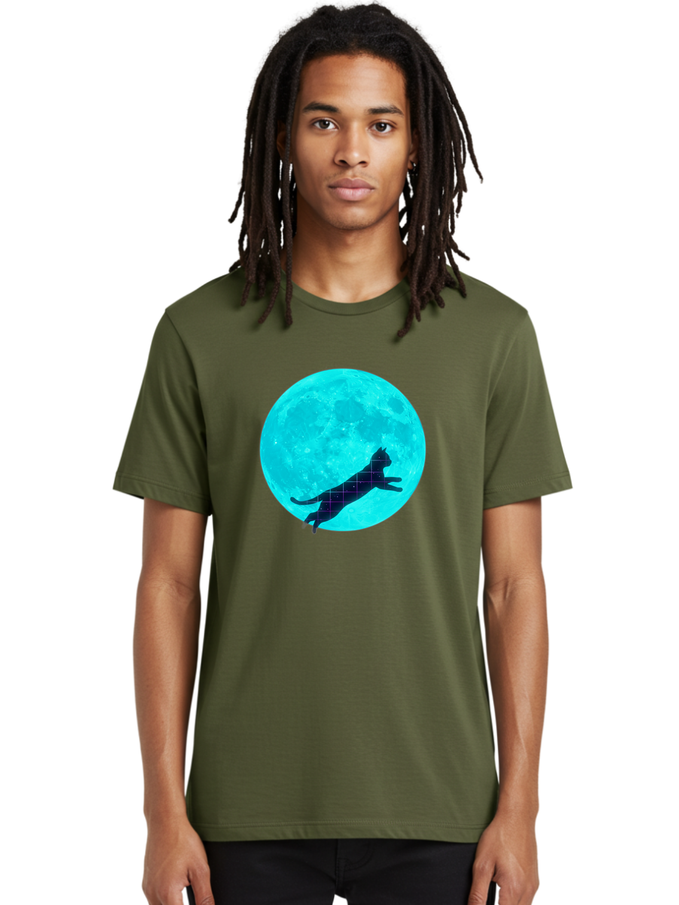 Cat-Silhouette-On-Moon Men'S Graphic Tee, 100% Cotton, Comfortable Casual Summer Wear, Machine Washable, Vintage Camera, Old Camera, Antique Camera, Black Camera, Classic Photography, Photography Equipment, Nostalgic Device, Film Camera, Bai644