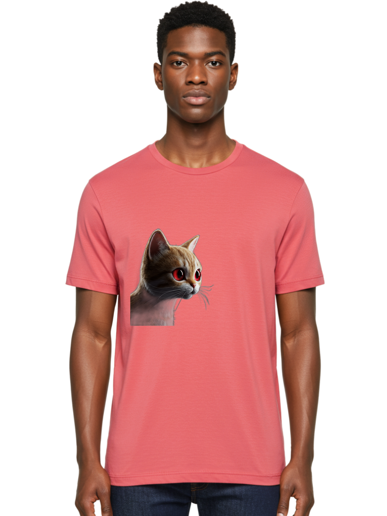 Cat-With-Red-Eyes Men'S Graphic Tee, 100% Cotton, Comfortable Casual Summer Wear, Machine Washable, Vintage Camera, Old Camera, Antique Camera, Black Camera, Classic Photography, Photography Equipment, Nostalgic Device, Film Camera, Camera Art Bai649