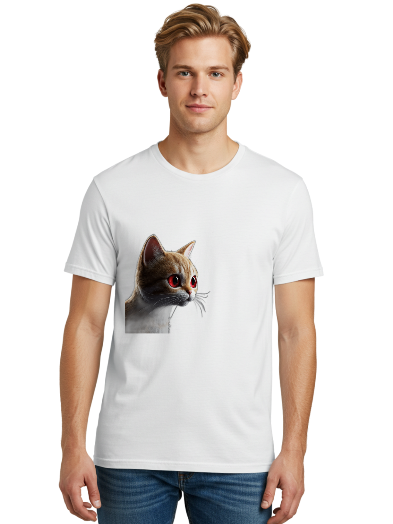 Cat-With-Red-Eyes Men'S Graphic Tee, 100% Cotton, Comfortable Casual Summer Wear, Machine Washable, Vintage Camera, Old Camera, Antique Camera, Black Camera, Classic Photography, Photography Equipment, Nostalgic Device, Film Camera, Camera Art Bai649