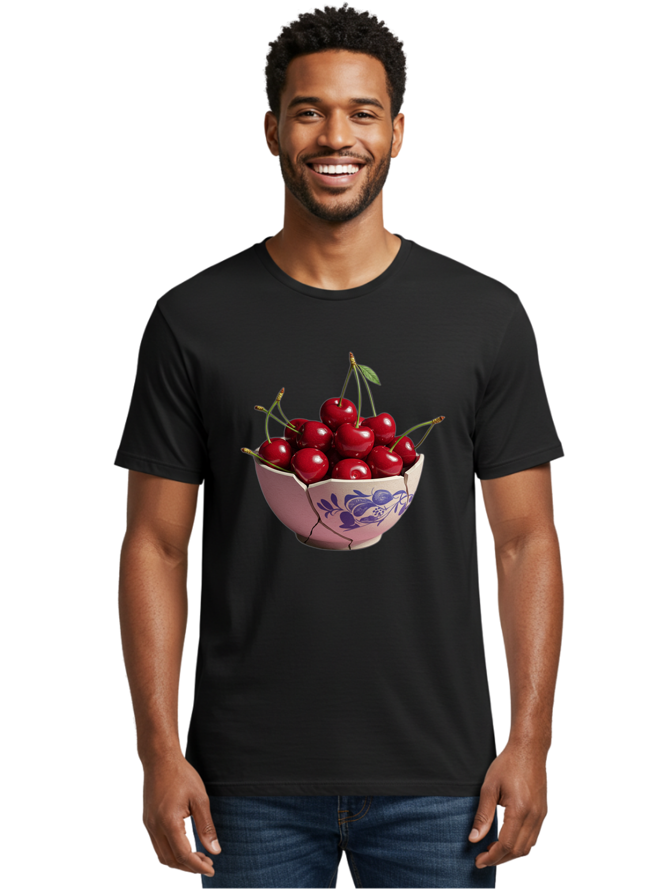 Ceramic-Bowl-With-Cherries-1 Men'S Graphic Tee, 100% Cotton, Comfortable Casual Summer Wear, Machine Washable, Vintage Camera, Old Camera, Antique Camera, Black Camera, Classic Photography, Photography Equipment, Nostalgic Device, Film Camera, Bai652
