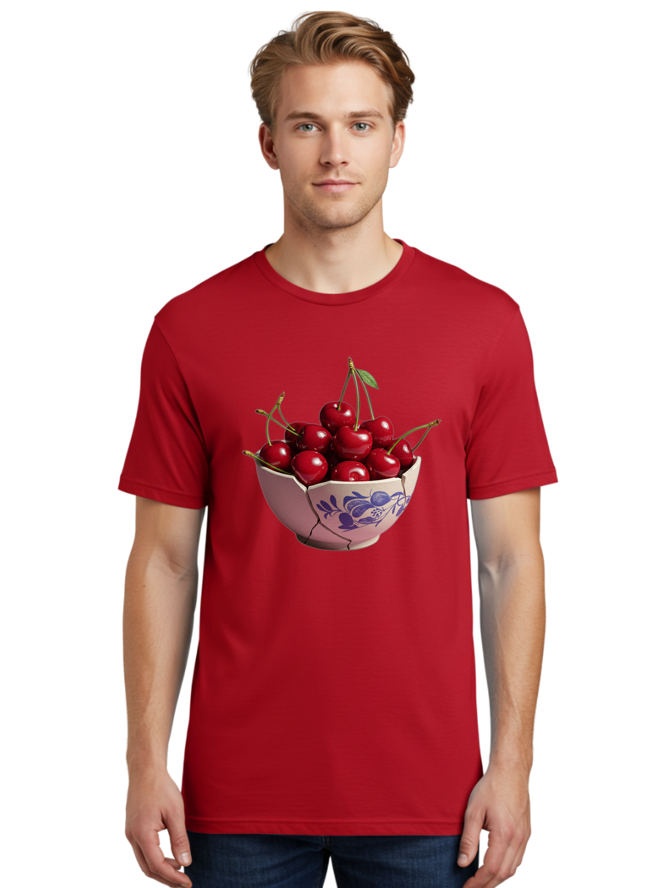 Ceramic-Bowl-With-Cherries-1 Men'S Graphic Tee, 100% Cotton, Comfortable Casual Summer Wear, Machine Washable, Vintage Camera, Old Camera, Antique Camera, Black Camera, Classic Photography, Photography Equipment, Nostalgic Device, Film Camera, Bai652
