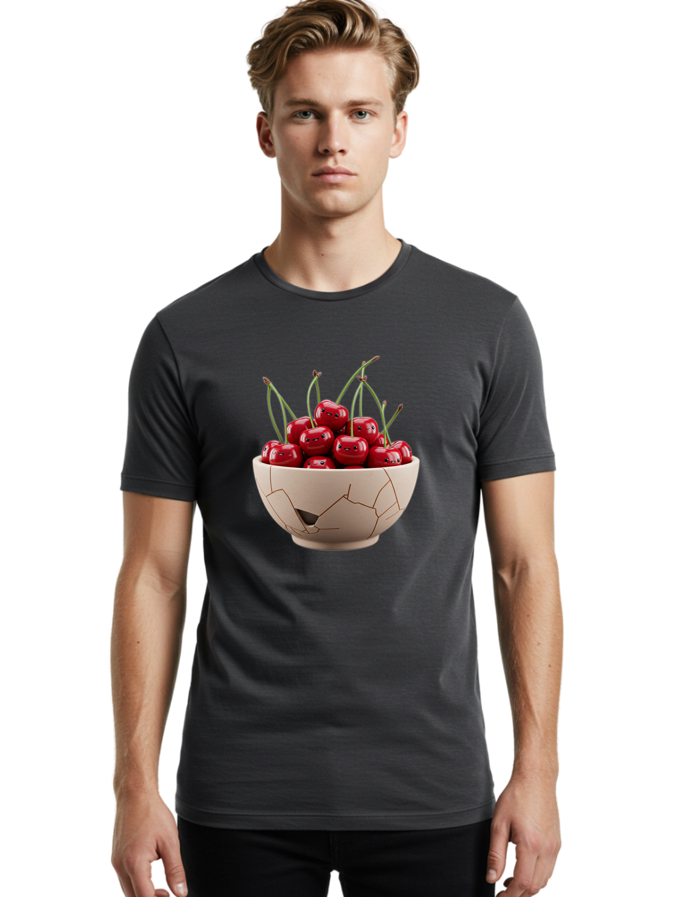 Cherries-3 Men'S Graphic Tee, 100% Cotton, Comfortable Casual Summer Wear, Machine Washable, Vintage Camera, Old Camera, Antique Camera, Black Camera, Classic Photography, Photography Equipment, Nostalgic Device, Film Camera, Camera Art Bai656