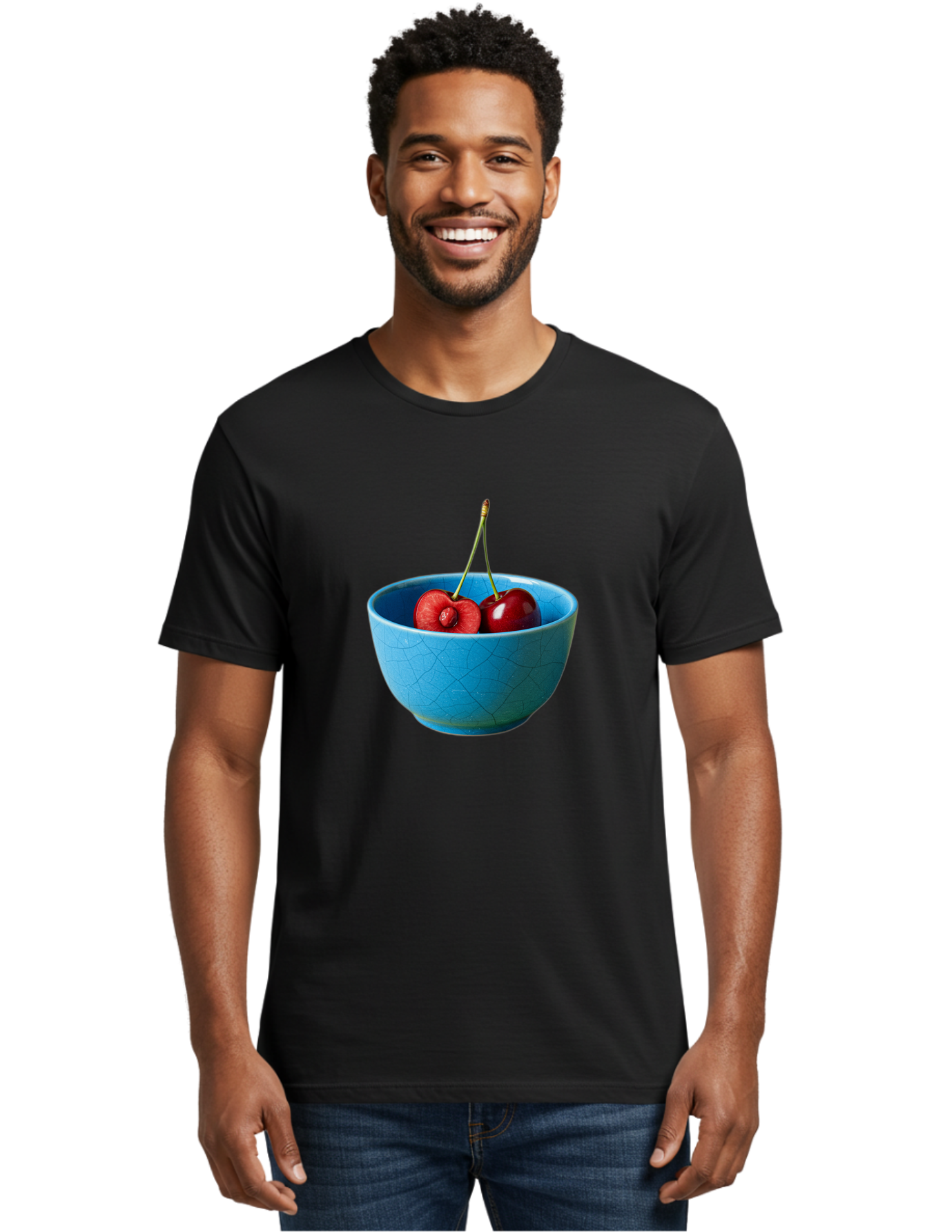 Cherries-Bowl-1 Men'S Graphic Tee, 100% Cotton, Comfortable Casual Summer Wear, Machine Washable, Vintage Camera, Old Camera, Antique Camera, Black Camera, Classic Photography, Photography Equipment, Nostalgic Device, Film Camera, Camera Art Bai659