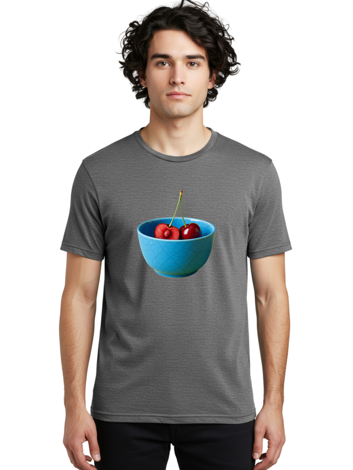 Cherries-Bowl-1 Men'S Graphic Tee, 100% Cotton, Comfortable Casual Summer Wear, Machine Washable, Vintage Camera, Old Camera, Antique Camera, Black Camera, Classic Photography, Photography Equipment, Nostalgic Device, Film Camera, Camera Art Bai659