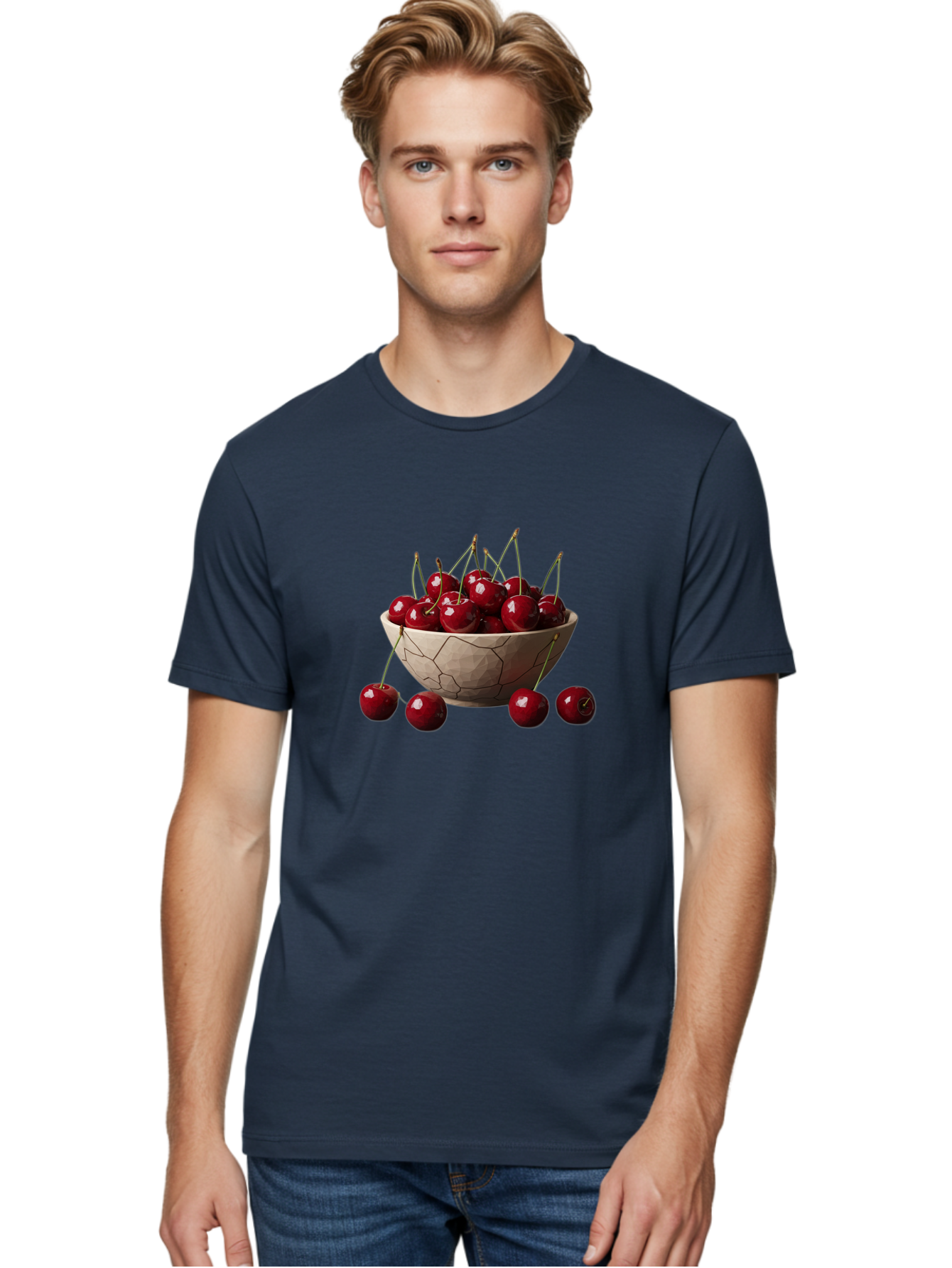 Cherries-In-A-Bowl-2 Men'S Graphic Tee, 100% Cotton, Comfortable Casual Summer Wear, Machine Washable, Vintage Camera, Old Camera, Antique Camera, Black Camera, Classic Photography, Photography Equipment, Nostalgic Device, Film Camera, Bai664