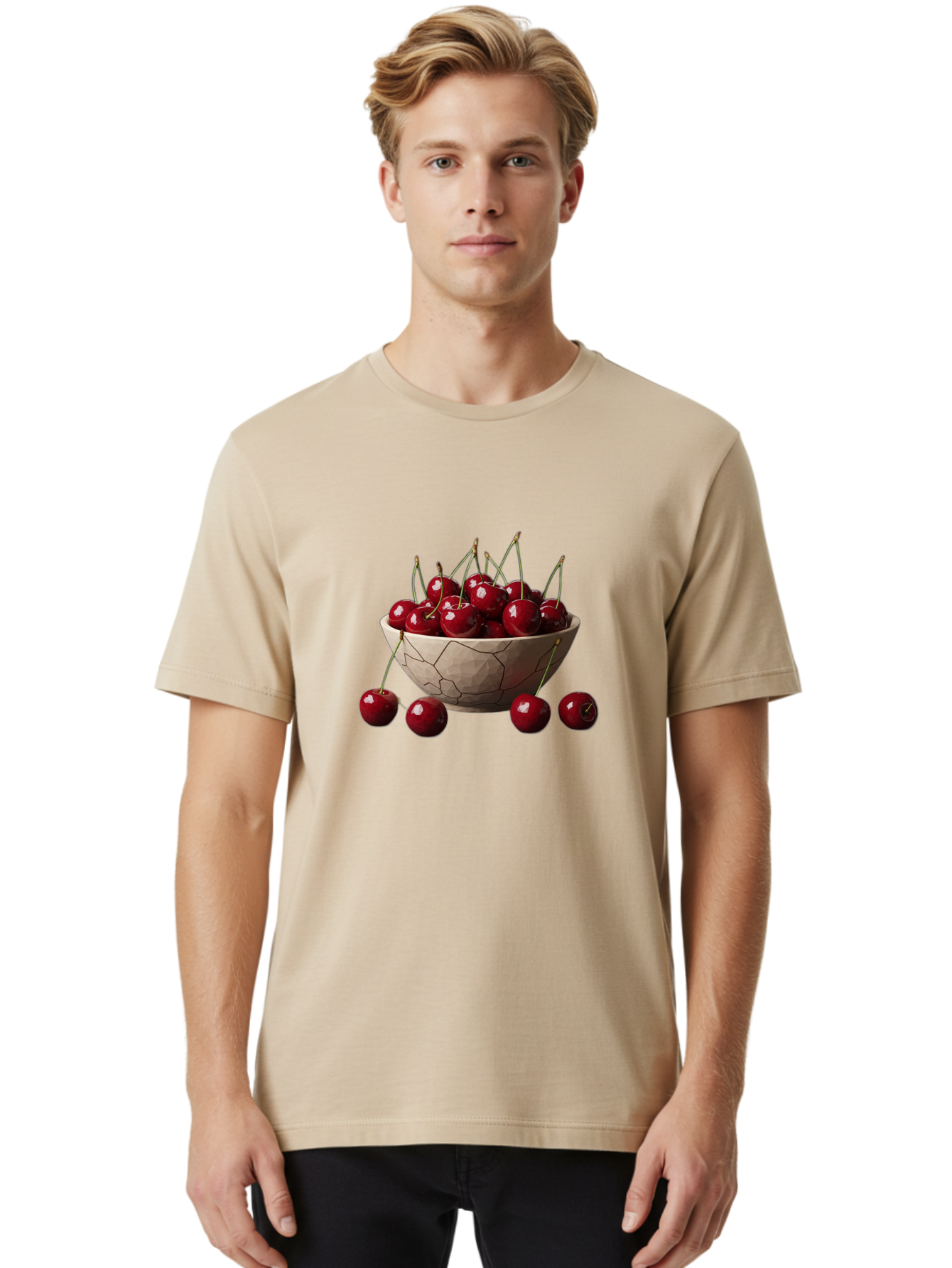 Cherries-In-A-Bowl-2 Men'S Graphic Tee, 100% Cotton, Comfortable Casual Summer Wear, Machine Washable, Vintage Camera, Old Camera, Antique Camera, Black Camera, Classic Photography, Photography Equipment, Nostalgic Device, Film Camera, Bai664