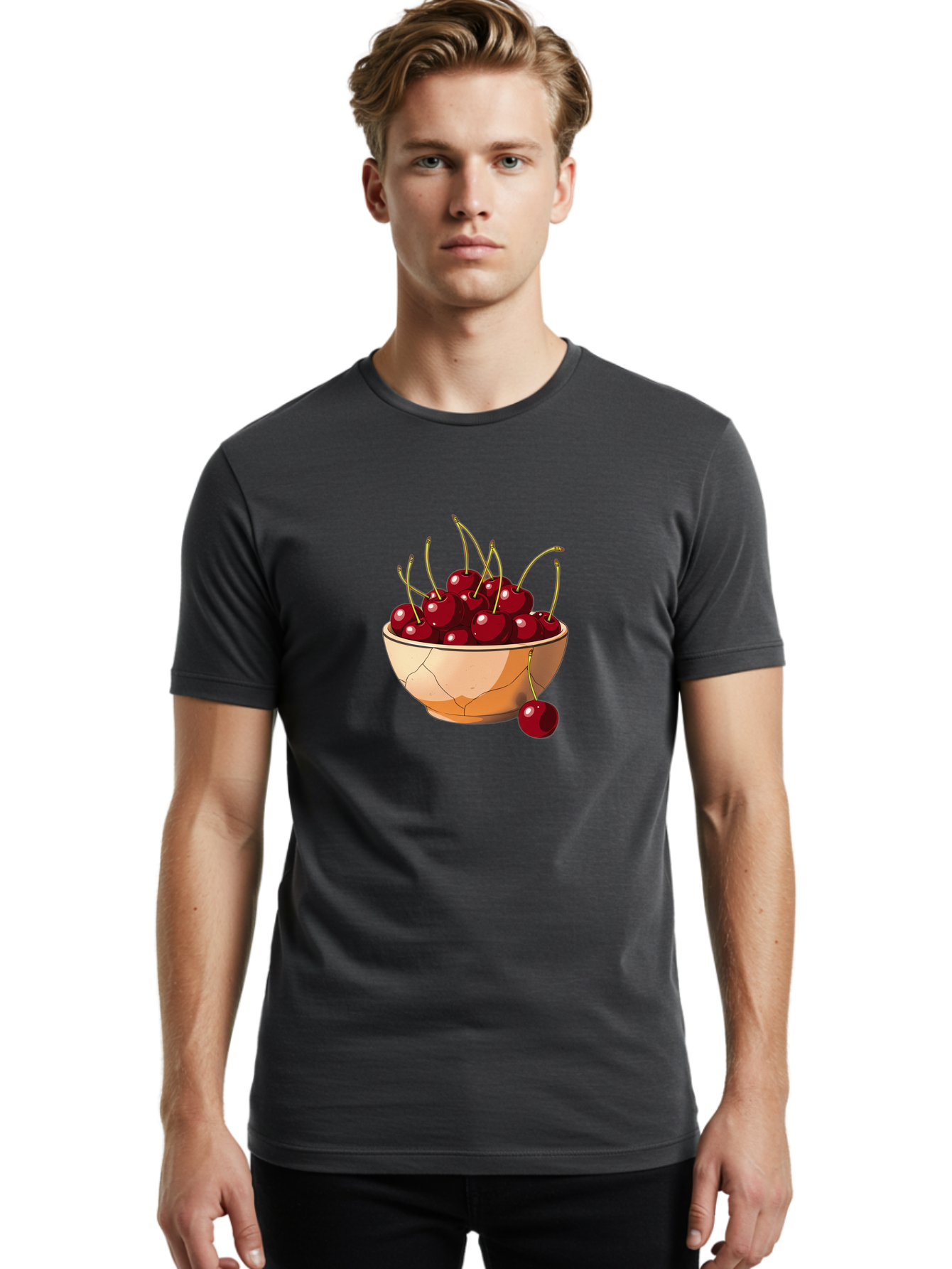 Cherries-In-Bowl-14 Men'S Graphic Tee, 100% Cotton, Comfortable Casual Summer Wear, Machine Washable, Vintage Camera, Old Camera, Antique Camera, Black Camera, Classic Photography, Photography Equipment, Nostalgic Device, Film Camera, Bai678