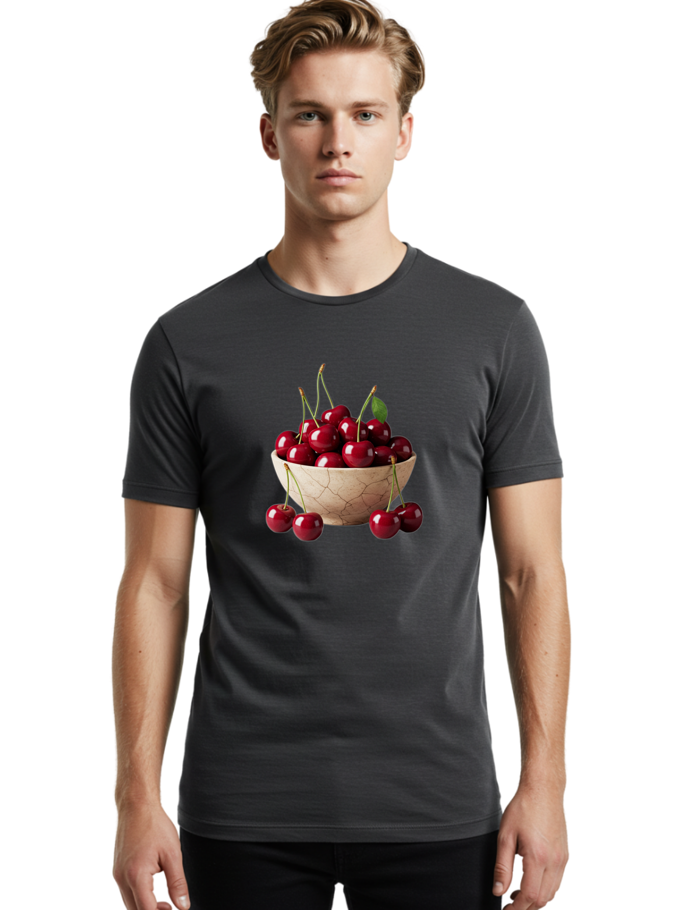 Cherries-In-Bowl-27 Men'S Graphic Tee, 100% Cotton, Comfortable Casual Summer Wear, Machine Washable, Vintage Camera, Old Camera, Antique Camera, Black Camera, Classic Photography, Photography Equipment, Nostalgic Device, Film Camera, Bai692