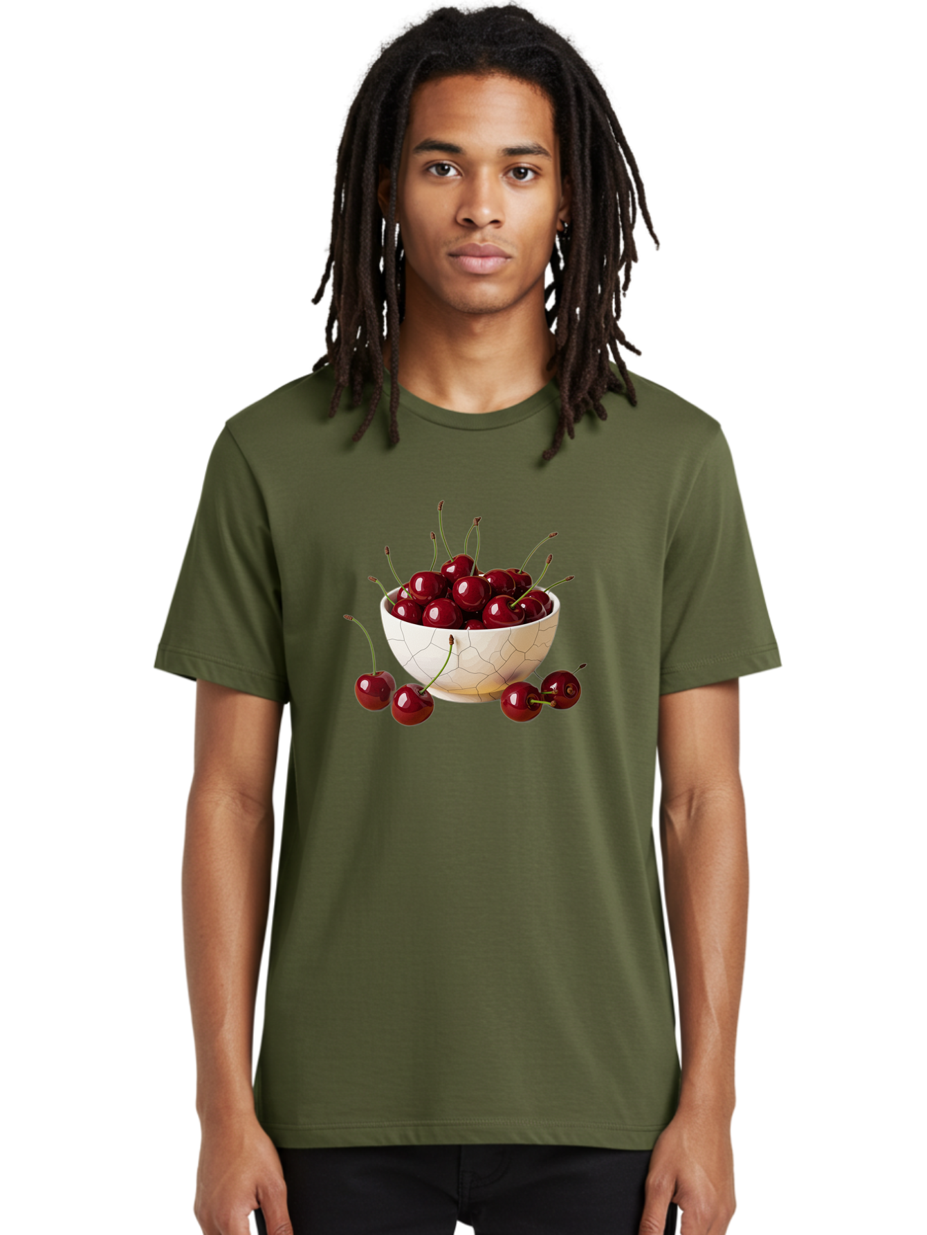 Cherries-In-Kintsugi-Bowl-2 Men'S Graphic Tee, 100% Cotton, Comfortable Casual Summer Wear, Machine Washable, Vintage Camera, Old Camera, Antique Camera, Black Camera, Classic Photography, Photography Equipment, Nostalgic Device, Film Camera, Bai708
