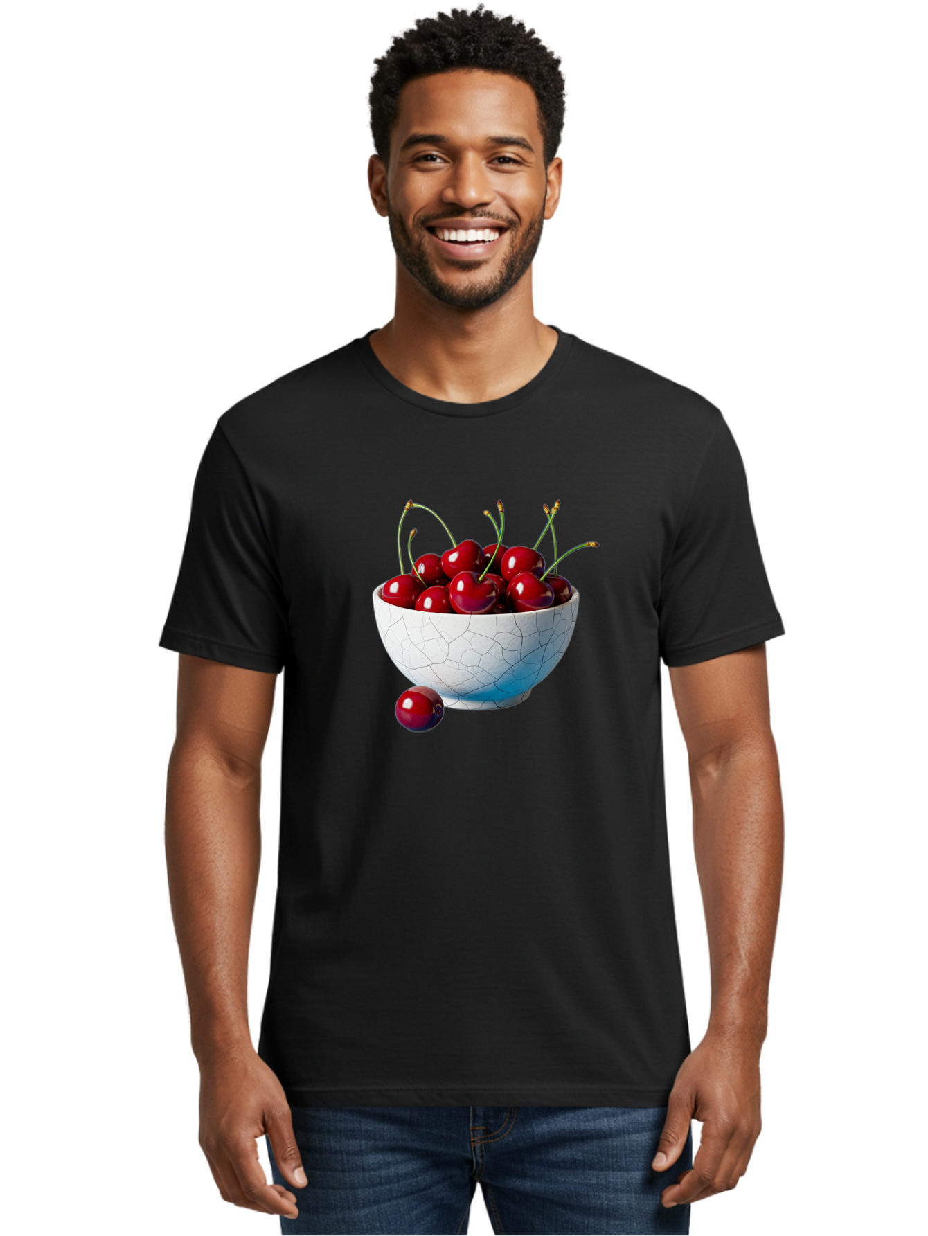 Cherries-In-White-Bowl Men'S Graphic Tee, 100% Cotton, Comfortable Casual Summer Wear, Machine Washable, Vintage Camera, Old Camera, Antique Camera, Black Camera, Classic Photography, Photography Equipment, Nostalgic Device, Film Camera, Bai712