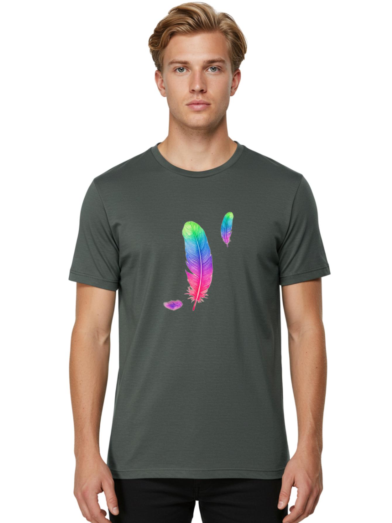 Colorful-Feathers-1 Men'S Graphic Tee, 100% Cotton, Comfortable Casual Summer Wear, Machine Washable, Vintage Camera, Old Camera, Antique Camera, Black Camera, Classic Photography, Photography Equipment, Nostalgic Device, Film Camera, Bai729