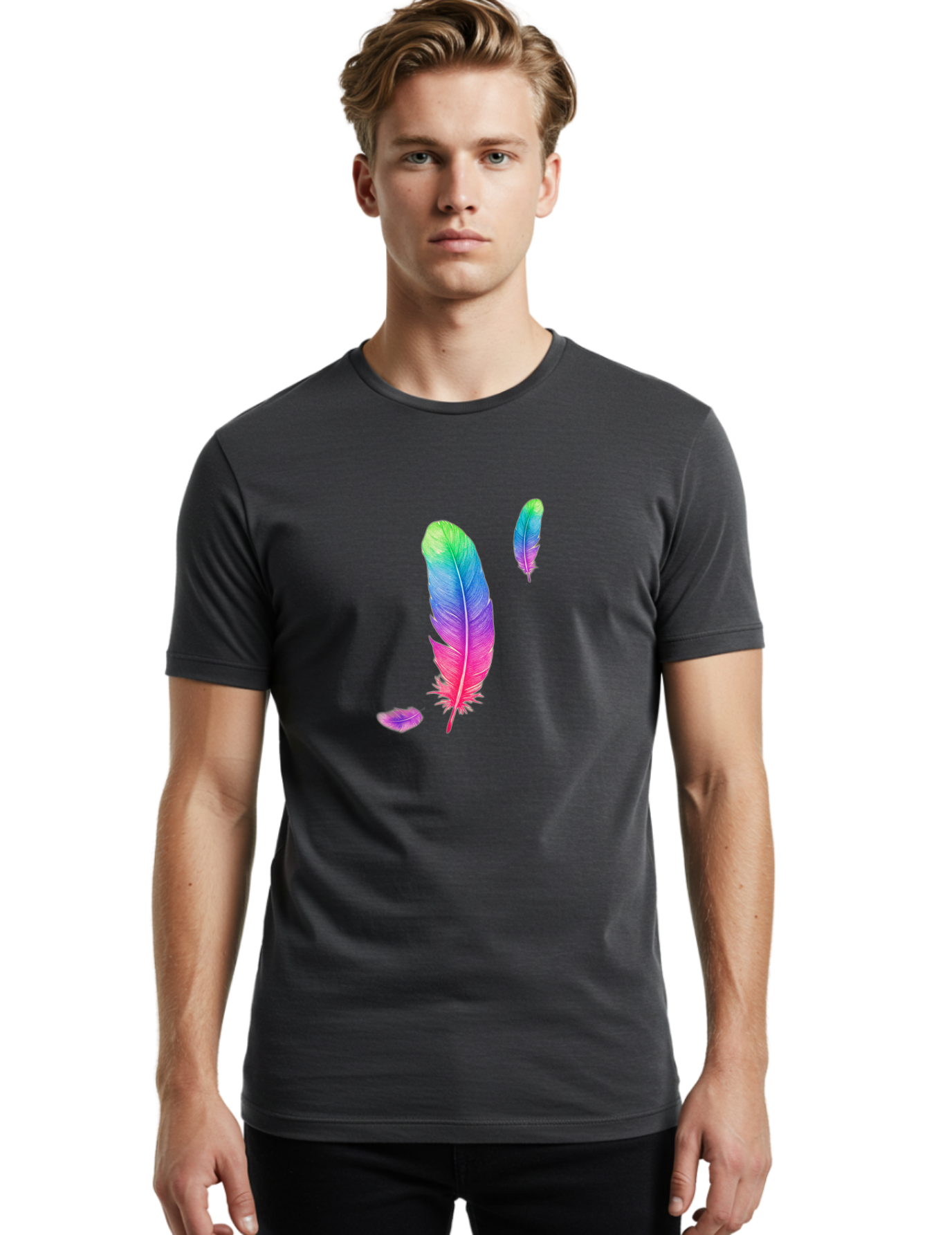 Colorful-Feathers-1 Men'S Graphic Tee, 100% Cotton, Comfortable Casual Summer Wear, Machine Washable, Vintage Camera, Old Camera, Antique Camera, Black Camera, Classic Photography, Photography Equipment, Nostalgic Device, Film Camera, Bai729