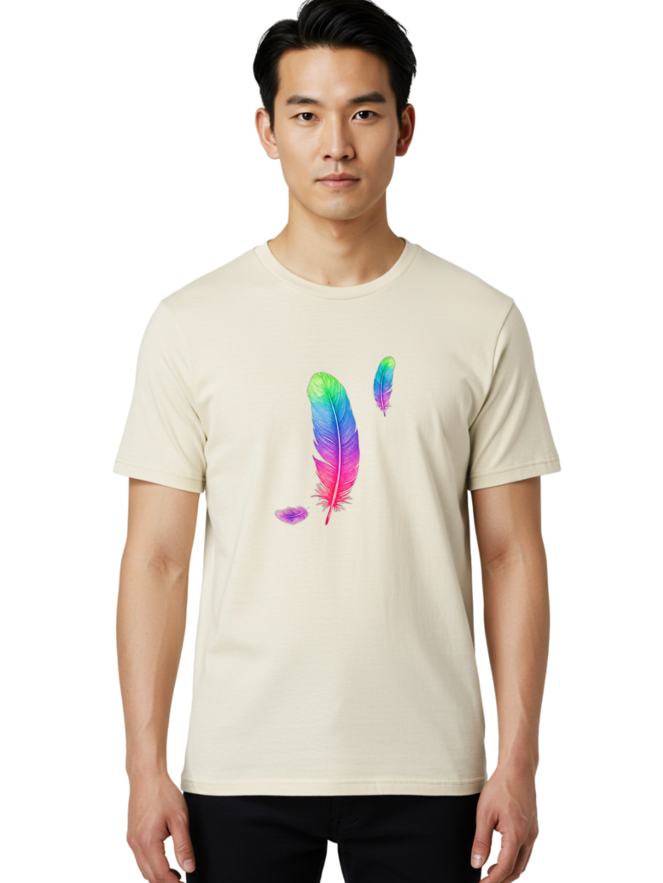 Colorful-Feathers-1 Men'S Graphic Tee, 100% Cotton, Comfortable Casual Summer Wear, Machine Washable, Vintage Camera, Old Camera, Antique Camera, Black Camera, Classic Photography, Photography Equipment, Nostalgic Device, Film Camera, Bai729