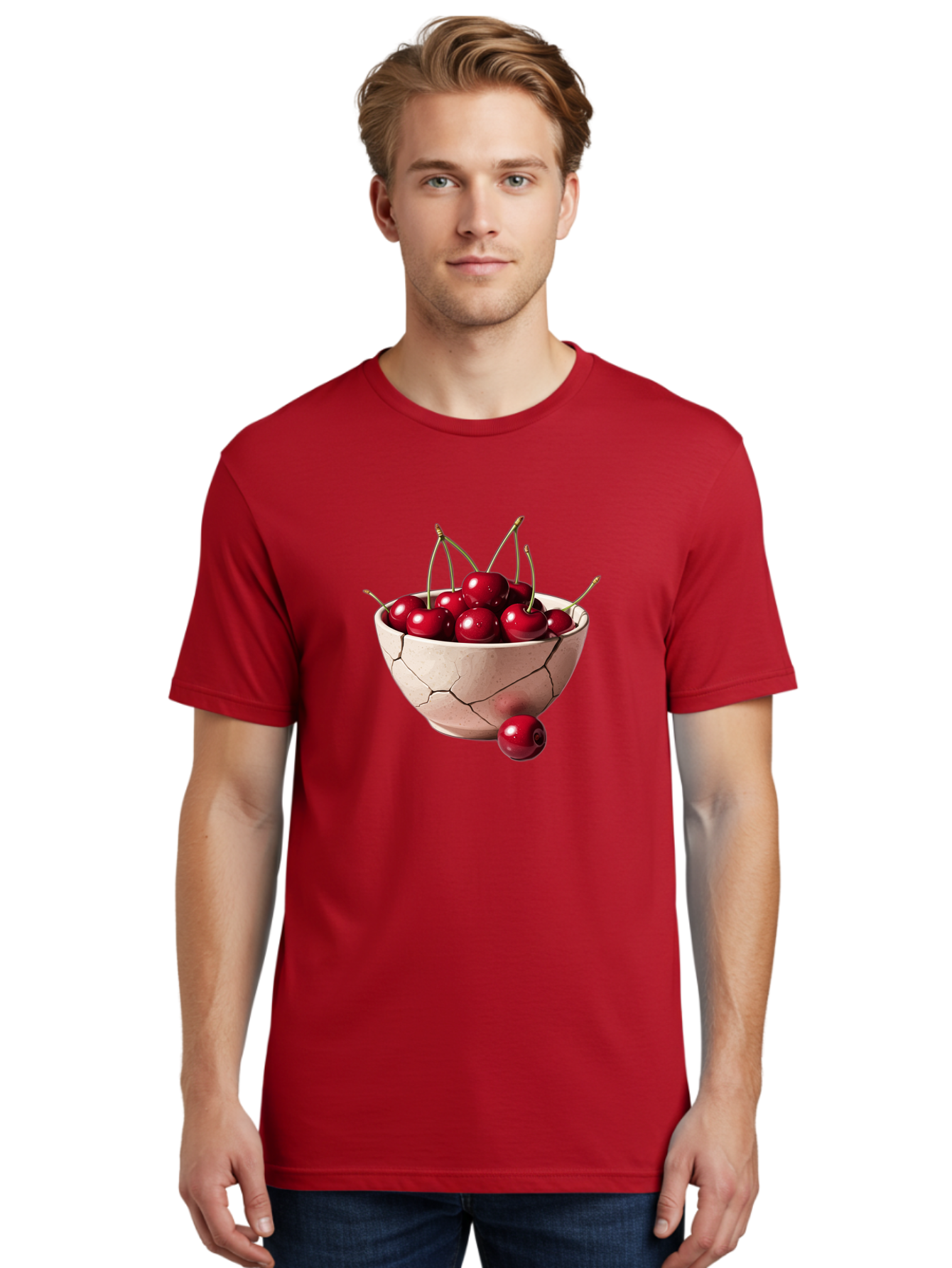 Cracked-Bowl-Cherries-4 Men'S Graphic Tee, 100% Cotton, Comfortable Casual Summer Wear, Machine Washable, Vintage Camera, Old Camera, Antique Camera, Black Camera, Classic Photography, Photography Equipment, Nostalgic Device, Film Camera, Bai741