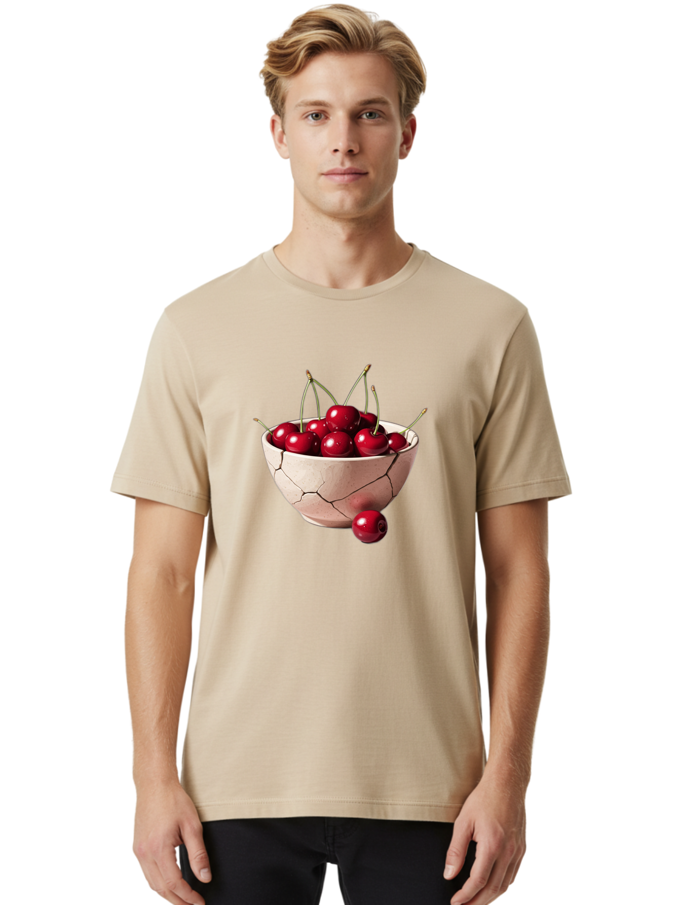 Cracked-Bowl-Cherries-4 Men'S Graphic Tee, 100% Cotton, Comfortable Casual Summer Wear, Machine Washable, Vintage Camera, Old Camera, Antique Camera, Black Camera, Classic Photography, Photography Equipment, Nostalgic Device, Film Camera, Bai741