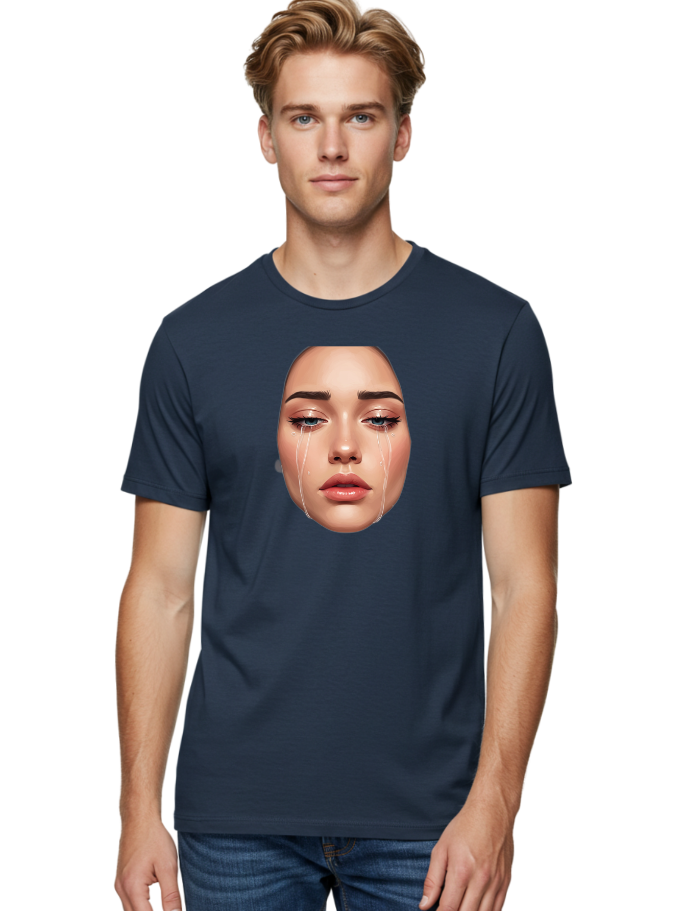 Crying-Face-1 Men'S Graphic Tee, 100% Cotton, Comfortable Casual Summer Wear, Machine Washable, Vintage Camera, Old Camera, Antique Camera, Black Camera, Classic Photography, Photography Equipment, Nostalgic Device, Film Camera, Camera Art Bai751
