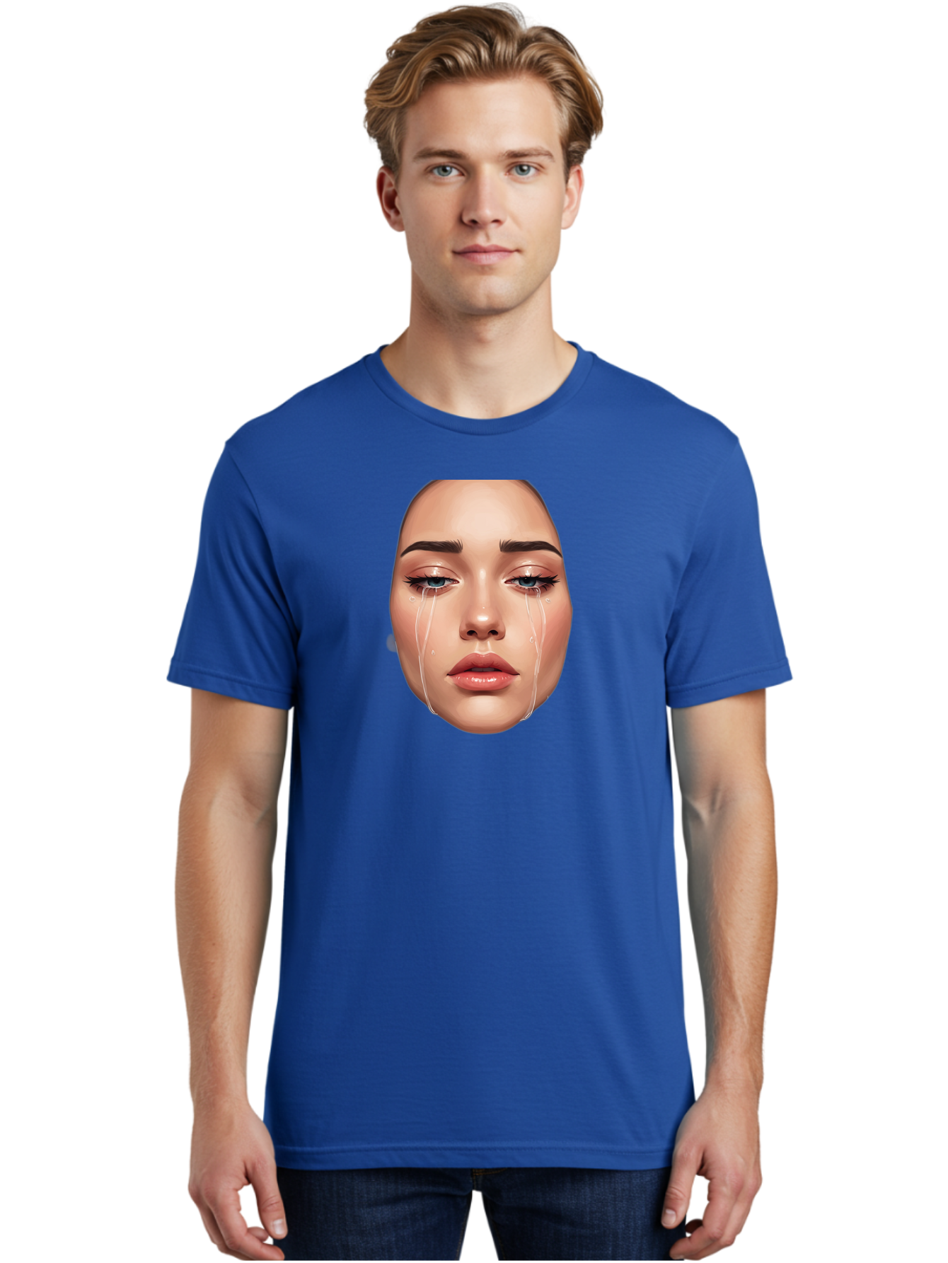 Crying-Face-1 Men'S Graphic Tee, 100% Cotton, Comfortable Casual Summer Wear, Machine Washable, Vintage Camera, Old Camera, Antique Camera, Black Camera, Classic Photography, Photography Equipment, Nostalgic Device, Film Camera, Camera Art Bai751