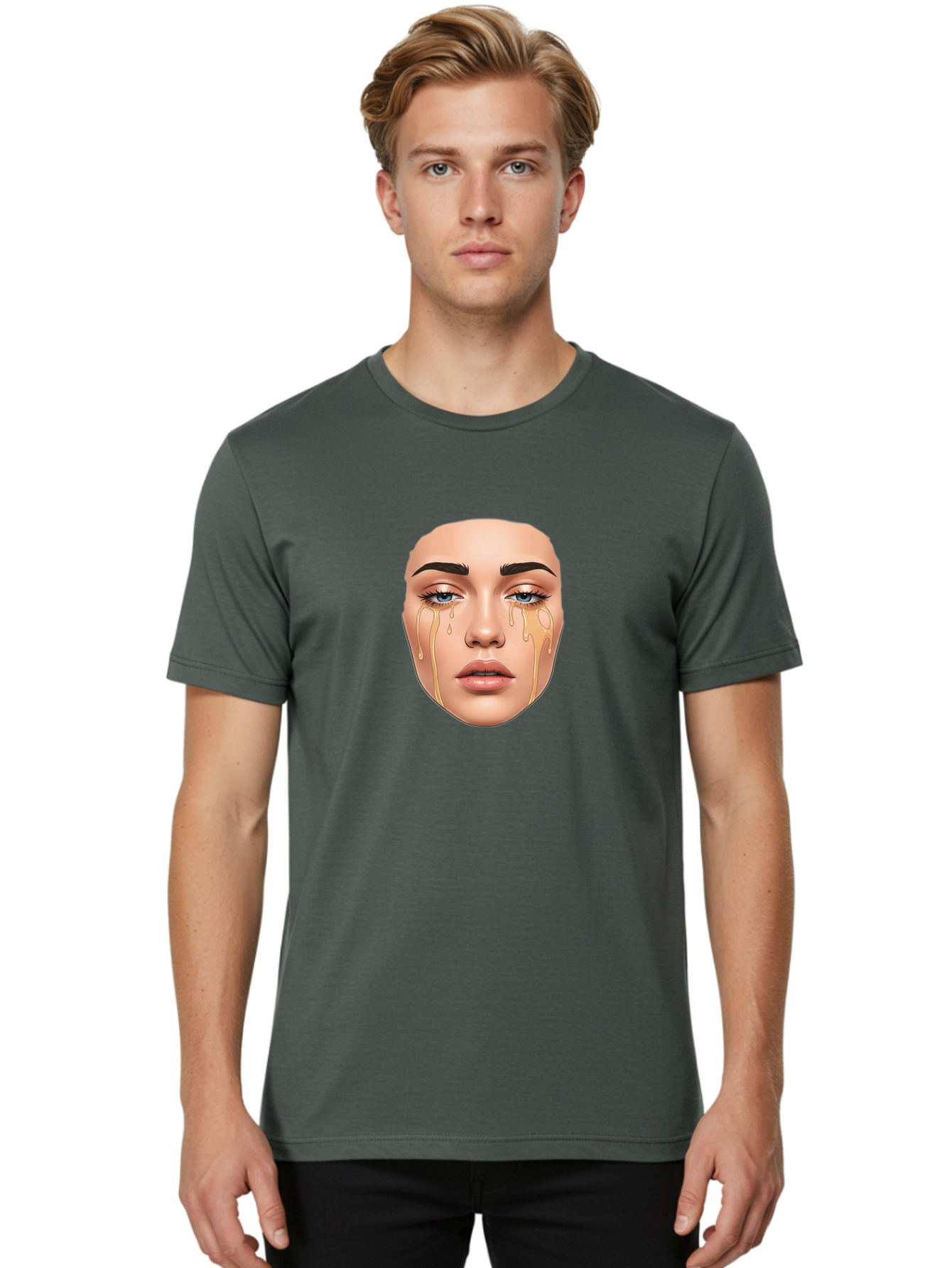 Crying-Face-2 Men'S Graphic Tee, 100% Cotton, Comfortable Casual Summer Wear, Machine Washable, Vintage Camera, Old Camera, Antique Camera, Black Camera, Classic Photography, Photography Equipment, Nostalgic Device, Film Camera, Camera Art Bai752