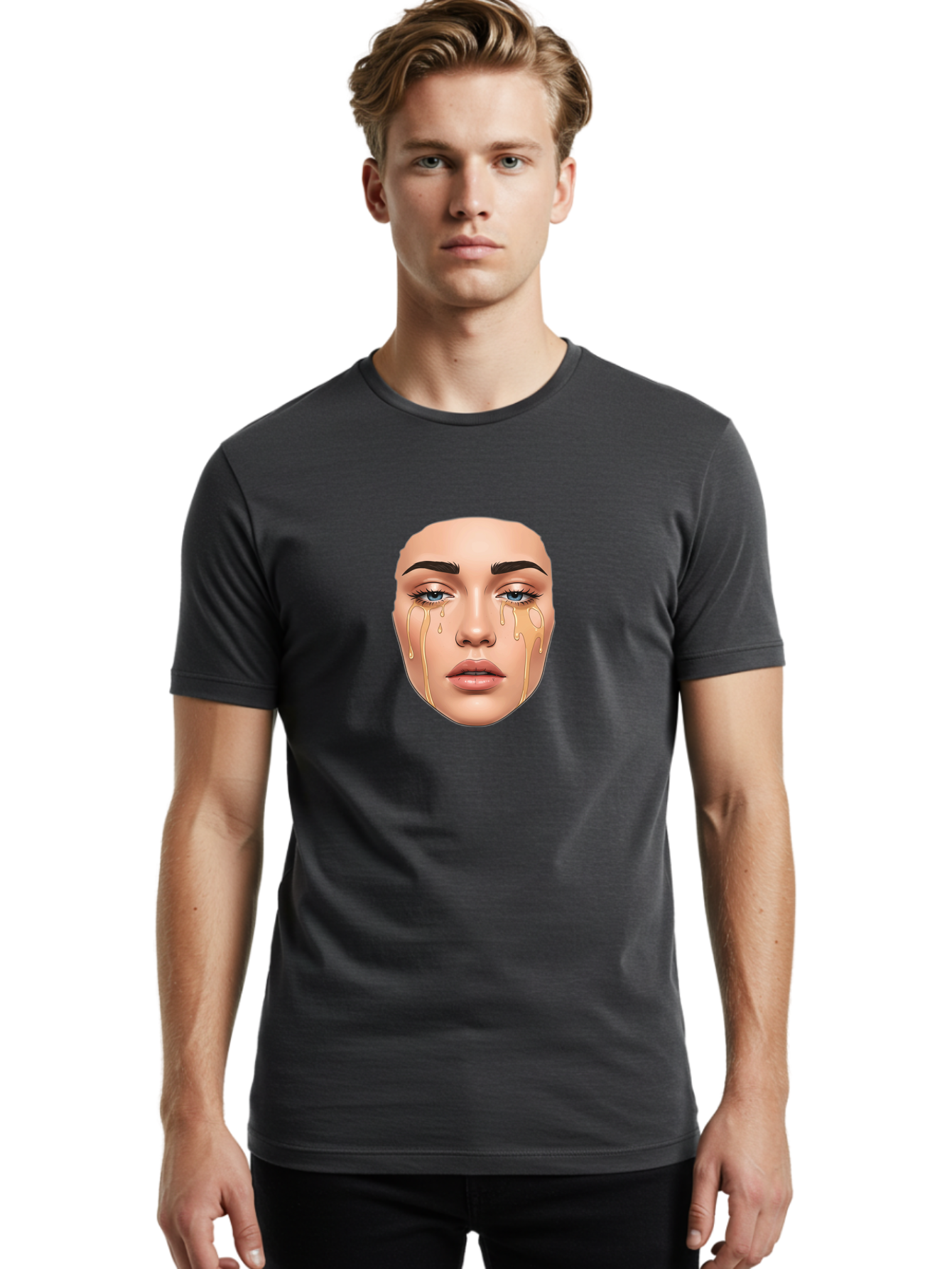 Crying-Face-2 Men'S Graphic Tee, 100% Cotton, Comfortable Casual Summer Wear, Machine Washable, Vintage Camera, Old Camera, Antique Camera, Black Camera, Classic Photography, Photography Equipment, Nostalgic Device, Film Camera, Camera Art Bai752