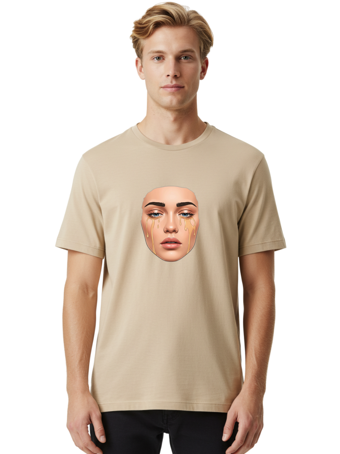 Crying-Face-2 Men'S Graphic Tee, 100% Cotton, Comfortable Casual Summer Wear, Machine Washable, Vintage Camera, Old Camera, Antique Camera, Black Camera, Classic Photography, Photography Equipment, Nostalgic Device, Film Camera, Camera Art Bai752