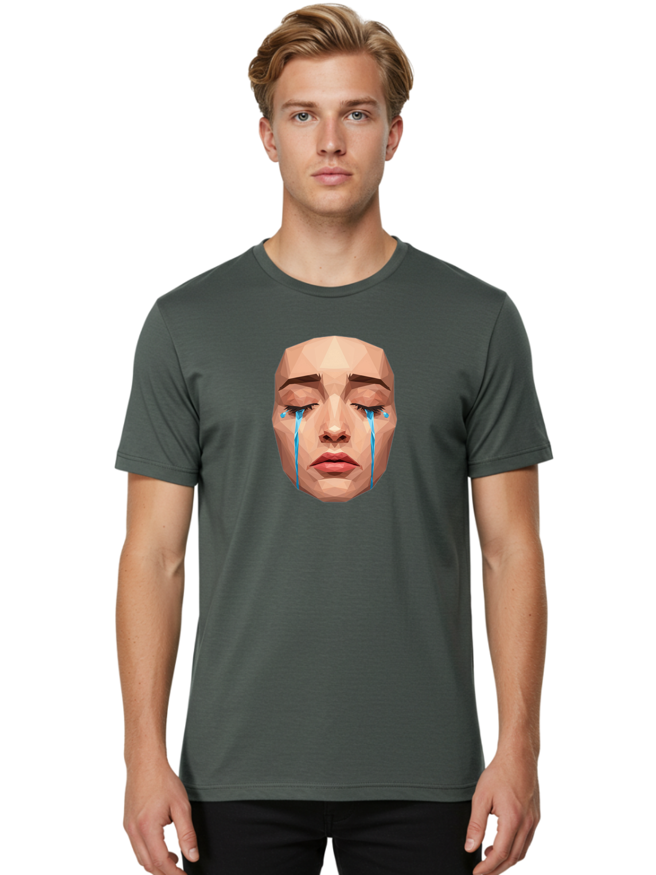 Crying-Face-3 Men'S Graphic Tee, 100% Cotton, Comfortable Casual Summer Wear, Machine Washable, Vintage Camera, Old Camera, Antique Camera, Black Camera, Classic Photography, Photography Equipment, Nostalgic Device, Film Camera, Camera Art Bai753