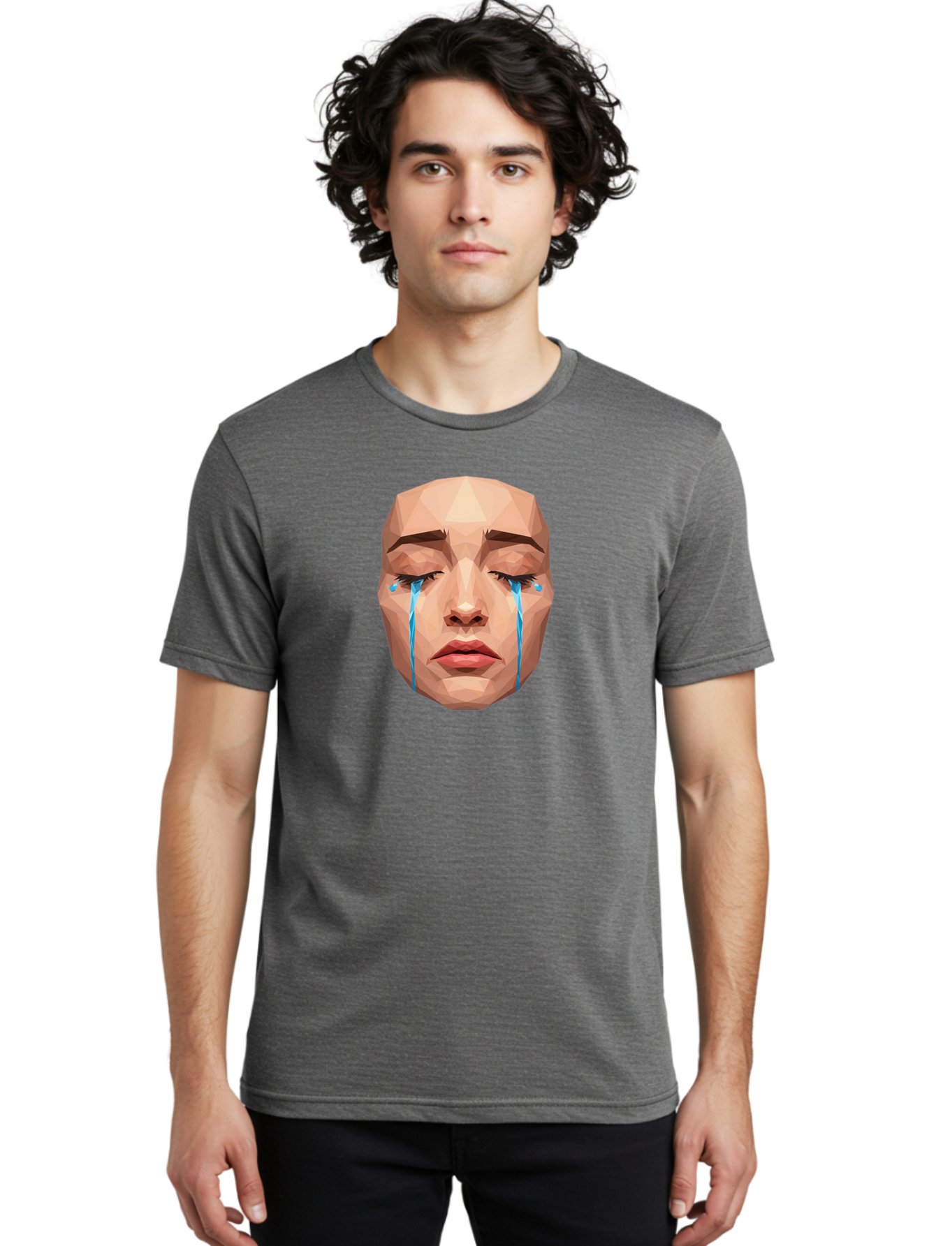 Crying-Face-3 Men'S Graphic Tee, 100% Cotton, Comfortable Casual Summer Wear, Machine Washable, Vintage Camera, Old Camera, Antique Camera, Black Camera, Classic Photography, Photography Equipment, Nostalgic Device, Film Camera, Camera Art Bai753