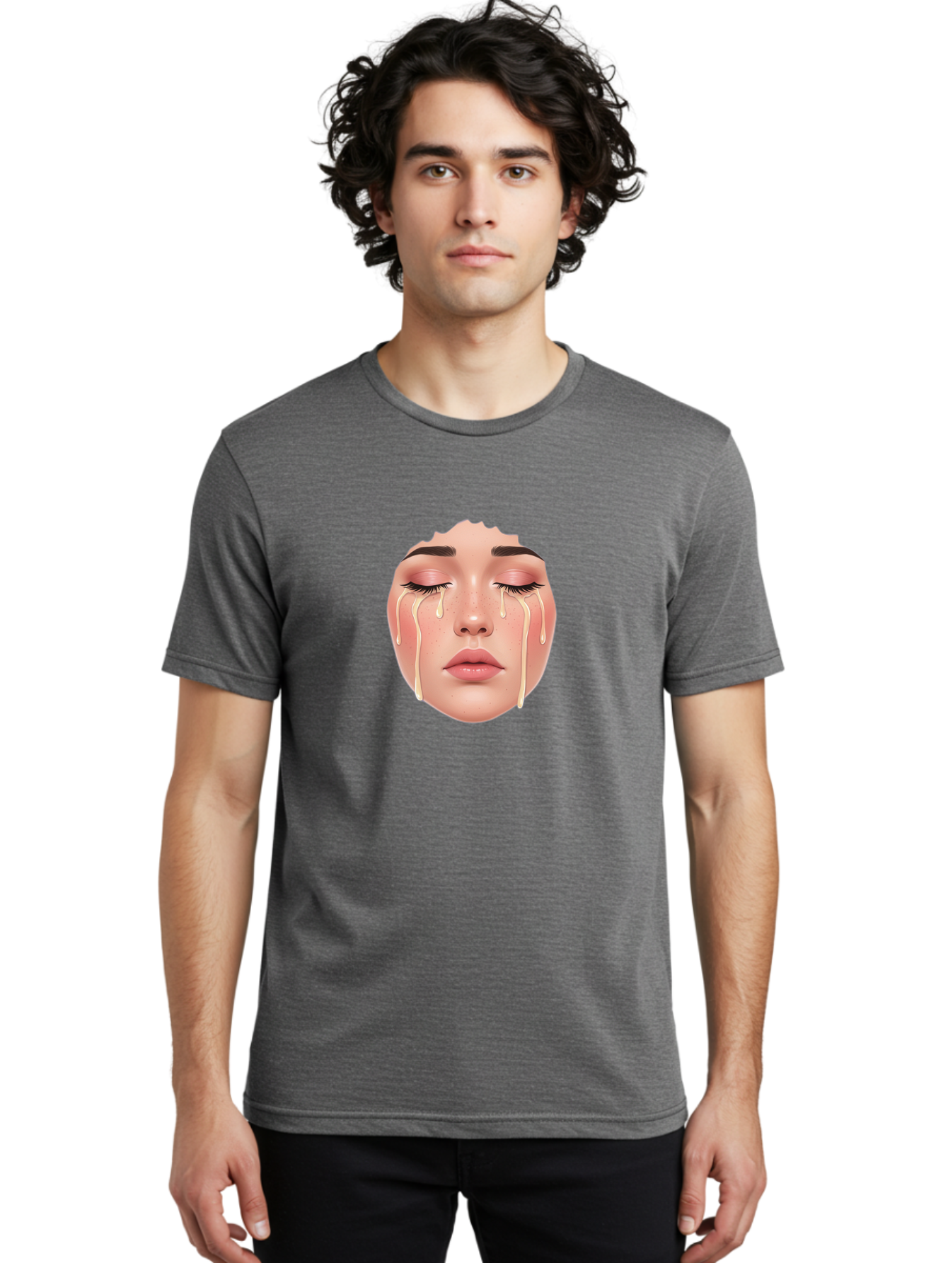 Crying-Face-Mask Men'S Graphic Tee, 100% Cotton, Comfortable Casual Summer Wear, Machine Washable, Vintage Camera, Old Camera, Antique Camera, Black Camera, Classic Photography, Photography Equipment, Nostalgic Device, Film Camera, Camera Art Bai755