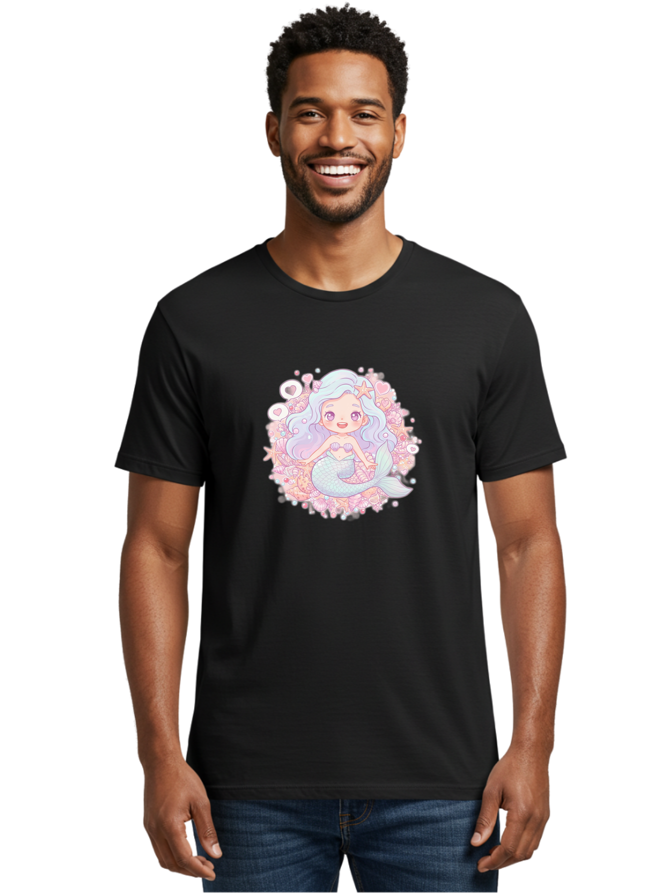 Cute-Mermaid-Girl-1 Men'S Graphic Tee, 100% Cotton, Comfortable Casual Summer Wear, Machine Washable, Vintage Camera, Old Camera, Antique Camera, Black Camera, Classic Photography, Photography Equipment, Nostalgic Device, Film Camera, Bai764