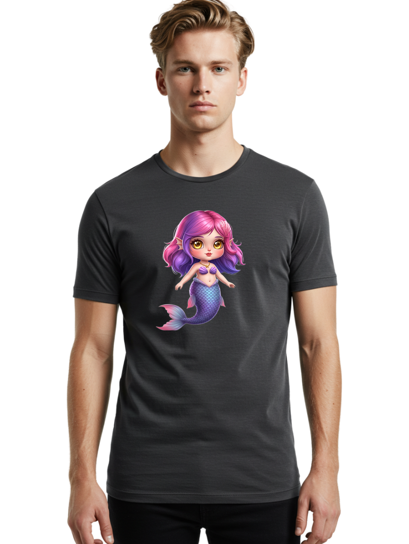Cute-Mermaid-Girl Men'S Graphic Tee, 100% Cotton, Comfortable Casual Summer Wear, Machine Washable, Vintage Camera, Old Camera, Antique Camera, Black Camera, Classic Photography, Photography Equipment, Nostalgic Device, Film Camera, Camera Art Bai765