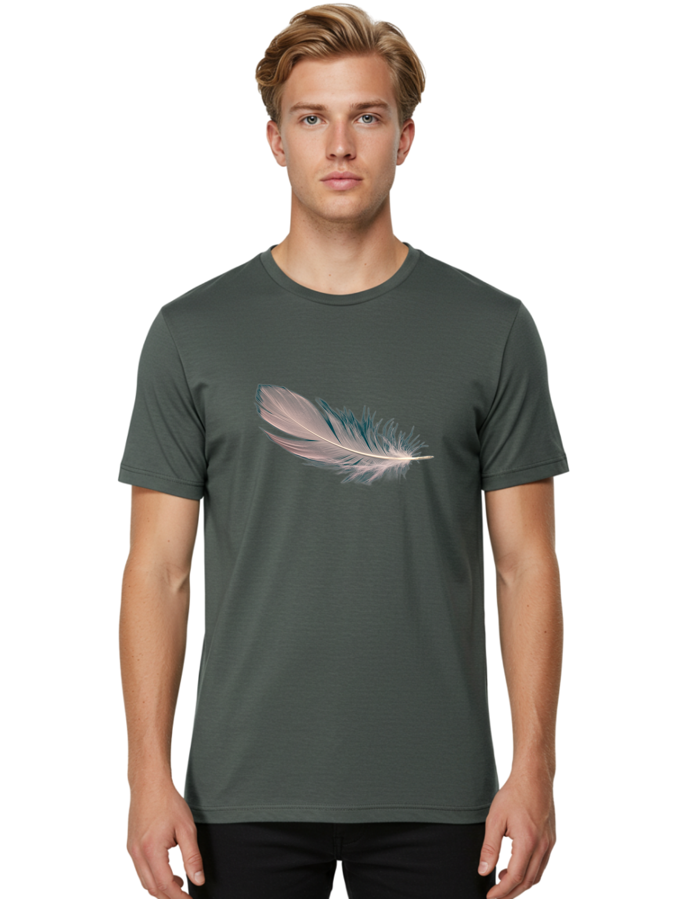Feather-2 Men'S Graphic Tee, 100% Cotton, Comfortable Casual Summer Wear, Machine Washable, Vintage Camera, Old Camera, Antique Camera, Black Camera, Classic Photography, Photography Equipment, Nostalgic Device, Film Camera, Camera Art Bai805