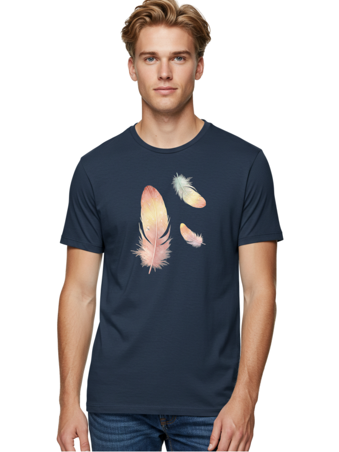 Feathers-5 Men'S Graphic Tee, 100% Cotton, Comfortable Casual Summer Wear, Machine Washable, Vintage Camera, Old Camera, Antique Camera, Black Camera, Classic Photography, Photography Equipment, Nostalgic Device, Film Camera, Camera Art Bai823