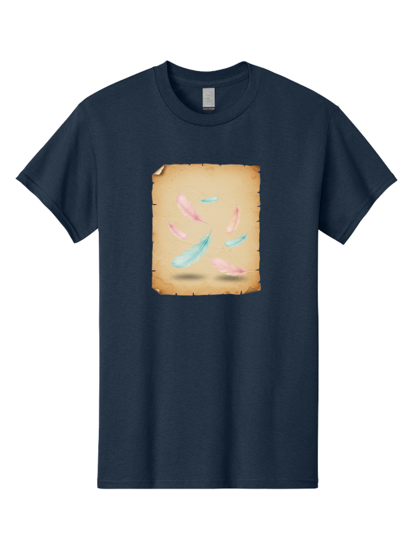 Feathers-On-Aged-Paper Men'S Graphic Tee, 100% Cotton, Comfortable Casual Summer Wear, Machine Washable, Vintage Camera, Old Camera, Antique Camera, Black Camera, Classic Photography, Photography Equipment, Nostalgic Device, Film Camera, Bai828
