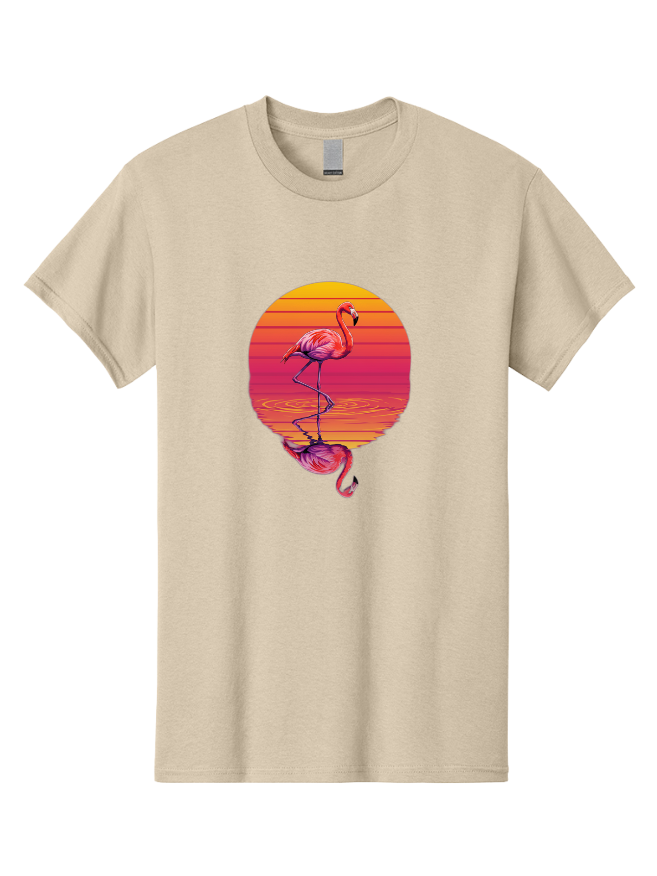Flamingo-Sunset-1 Men'S Graphic Tee, 100% Cotton, Comfortable Casual Summer Wear, Machine Washable, Vintage Camera, Old Camera, Antique Camera, Black Camera, Classic Photography, Photography Equipment, Nostalgic Device, Film Camera, Camera Art Bai849