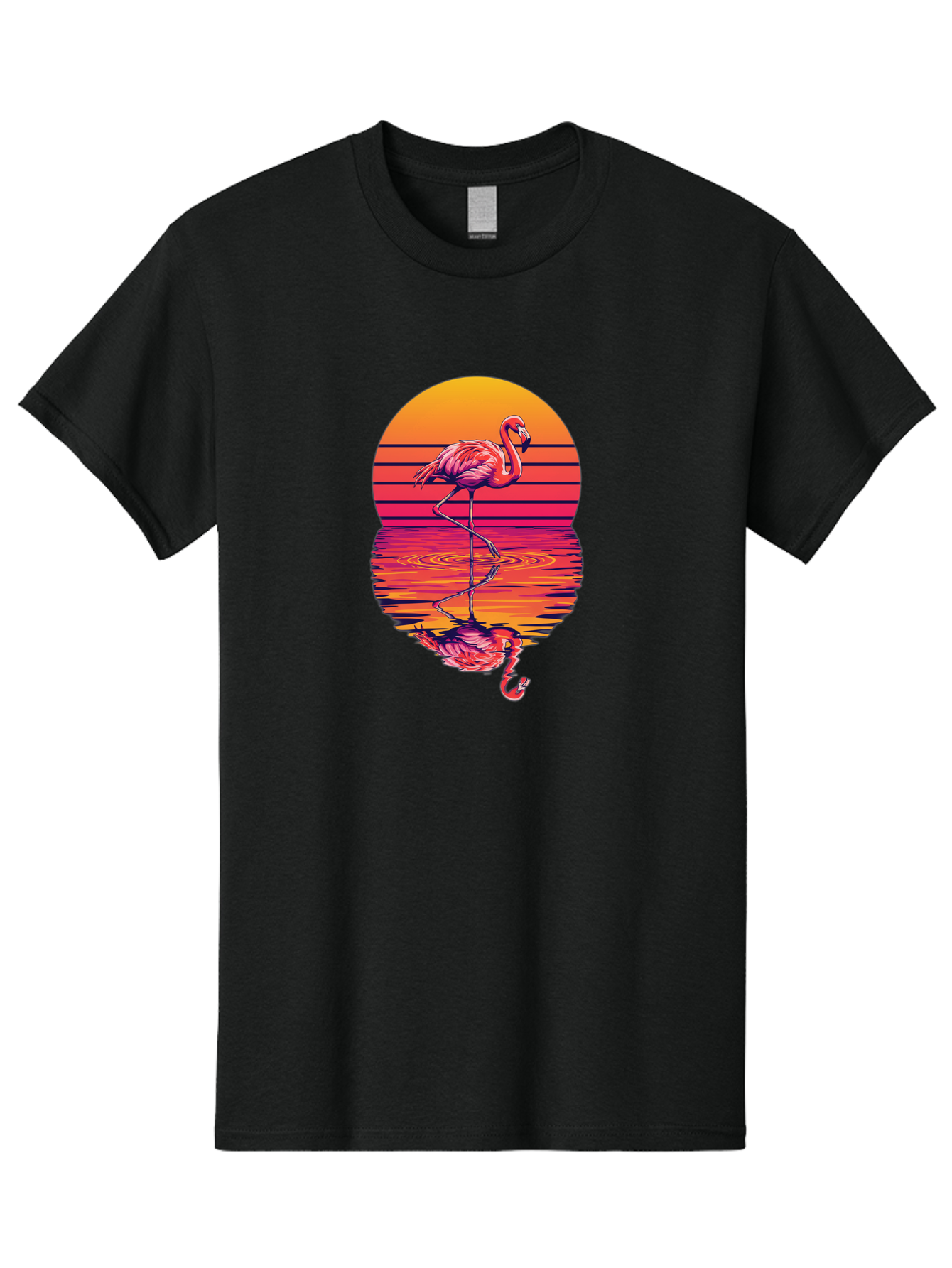 Flamingo-Sunset Men'S Graphic Tee, 100% Cotton, Comfortable Casual Summer Wear, Machine Washable, Vintage Camera, Old Camera, Antique Camera, Black Camera, Classic Photography, Photography Equipment, Nostalgic Device, Film Camera, Camera Art Bai850